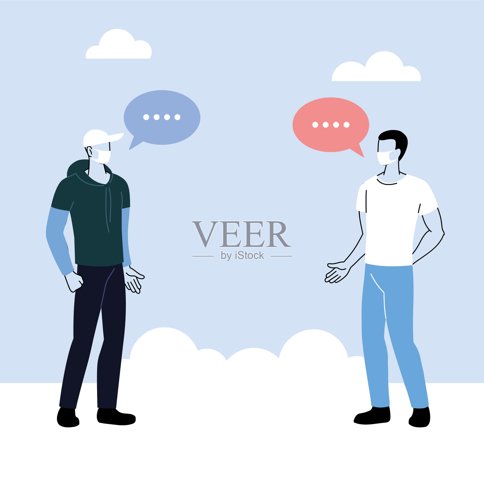 男人说话要保持距离，防止感染插画图片素材