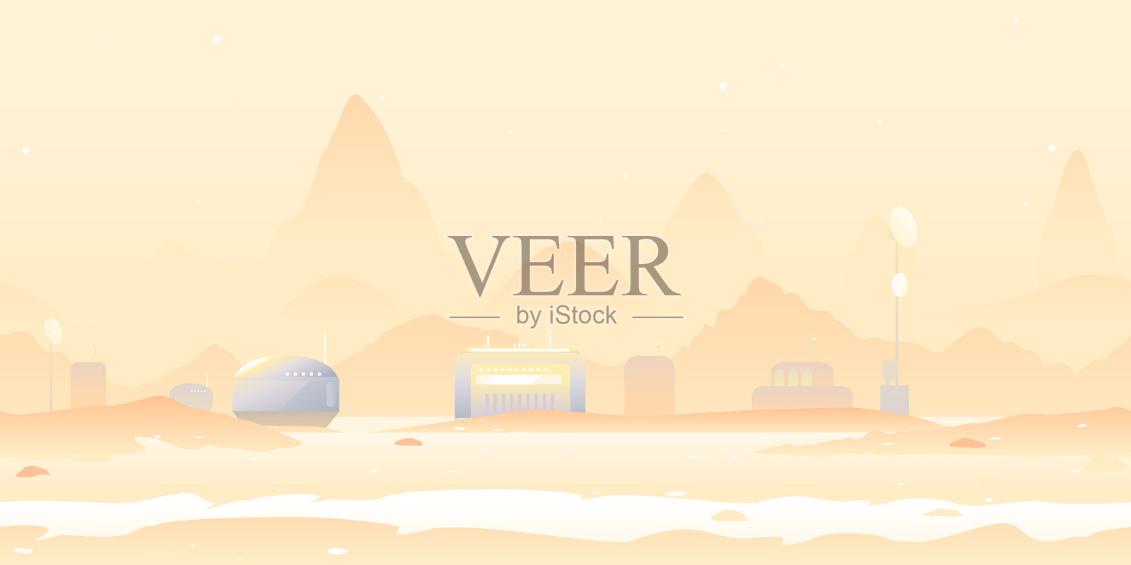 火星殖民地游戏背景插画图片素材