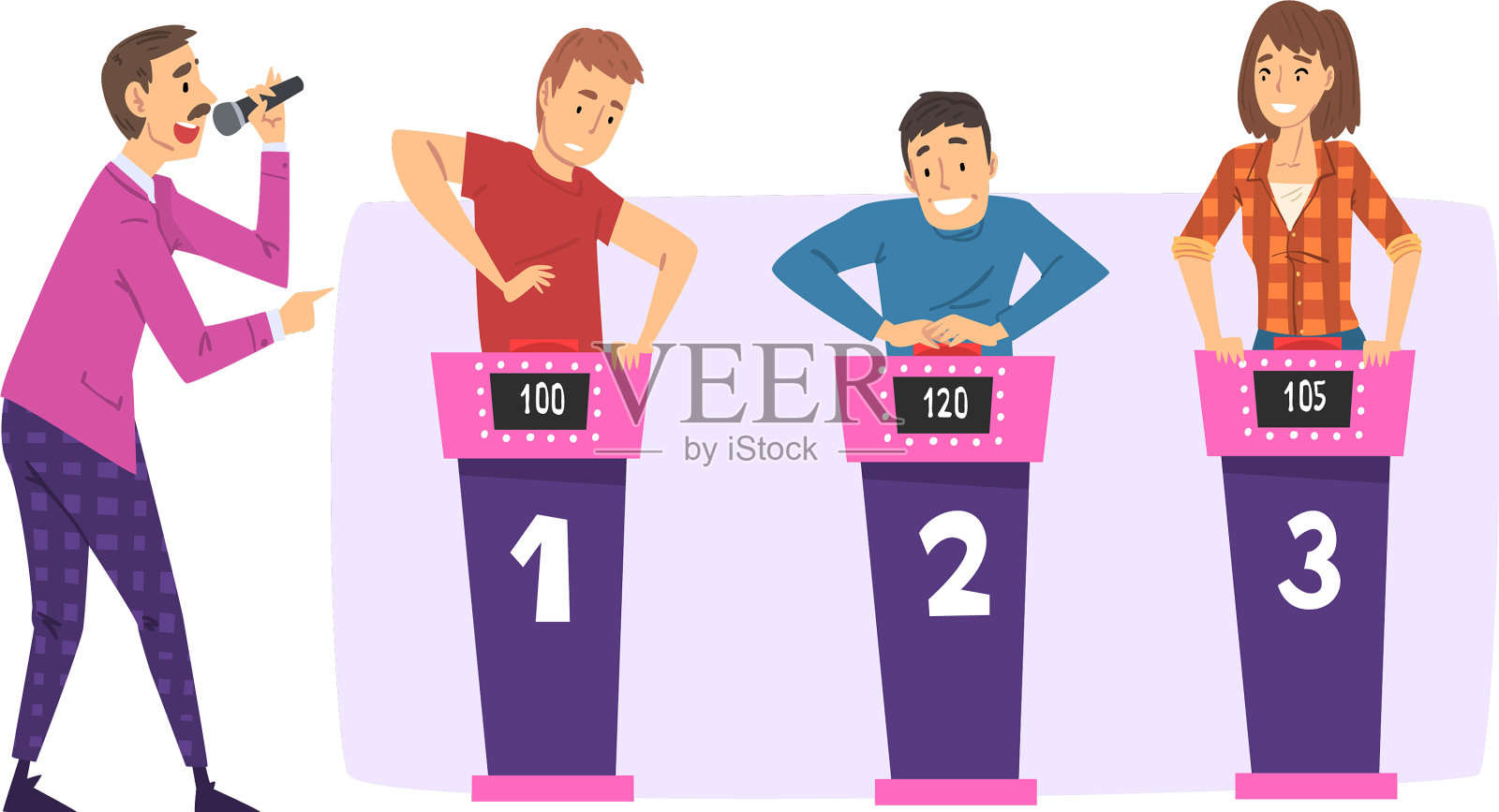 人们在玩智力竞赛节目主持人问和设计元素图片