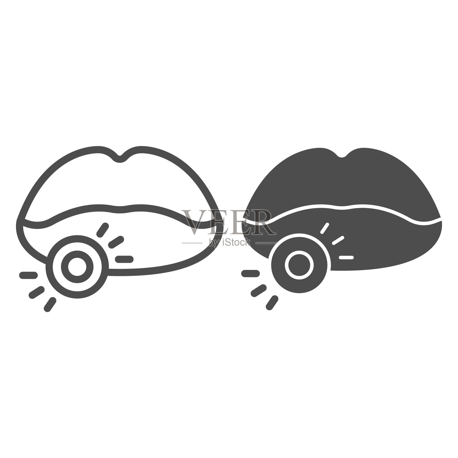 唇伤线和固体图标，健康概念，唇伤标志在白色背景，唇伤图标轮廓风格的移动概念和网页设计。矢量图形。图标素材