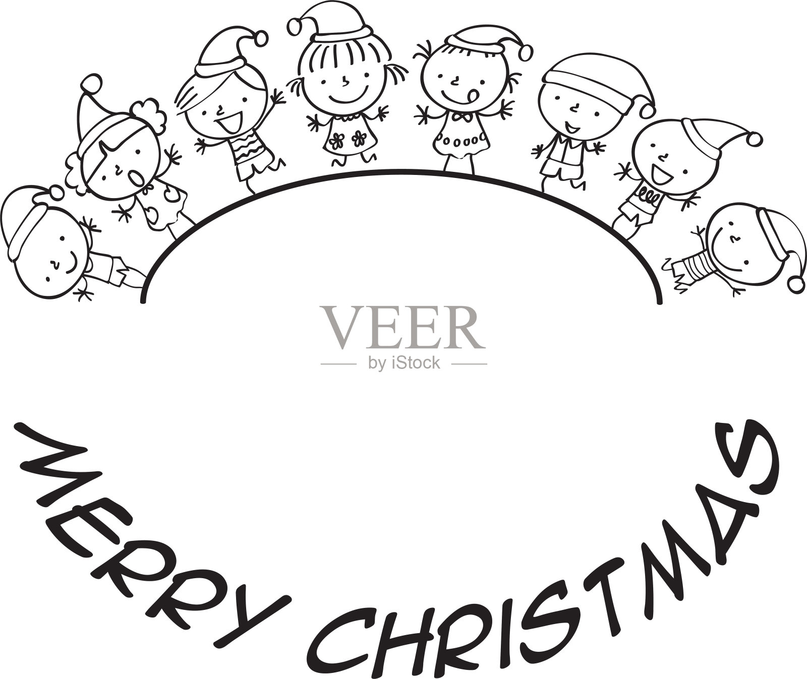 矢量卡通儿童圣诞节边框背景插画图片素材