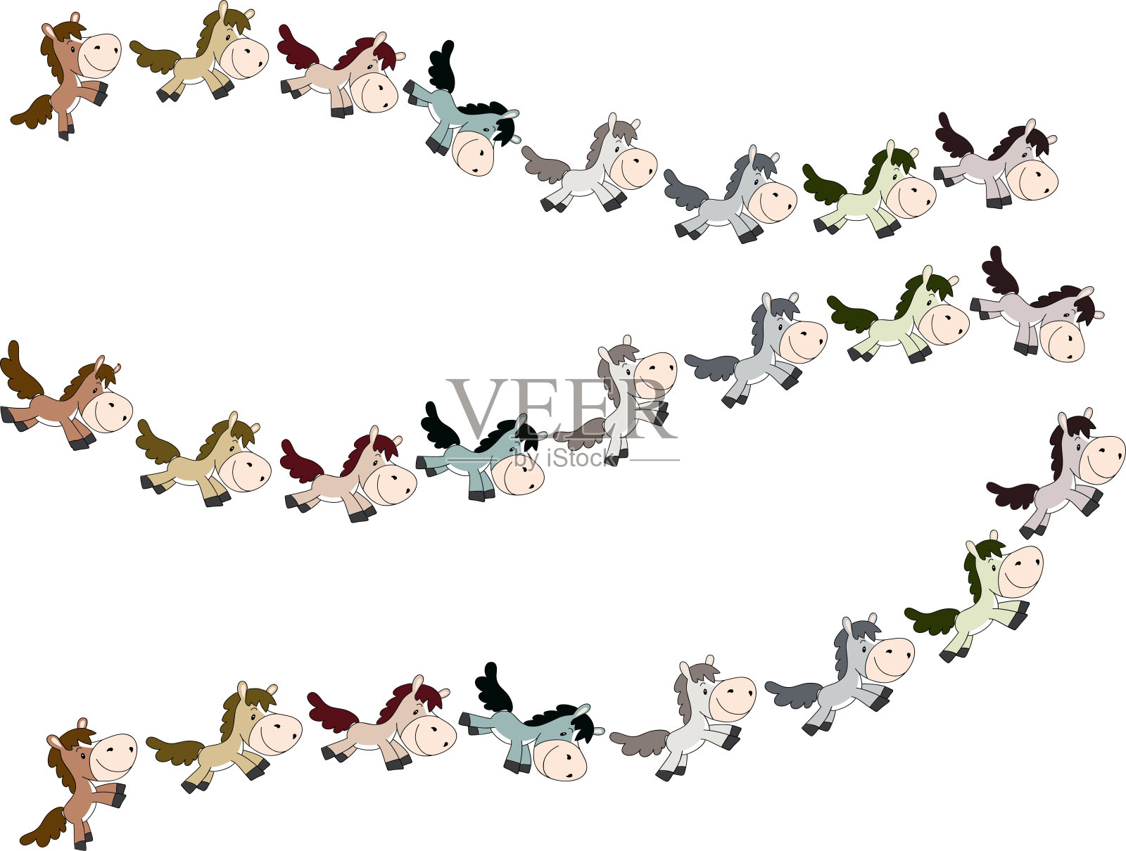 矢量卡通马边框背景插画图片素材