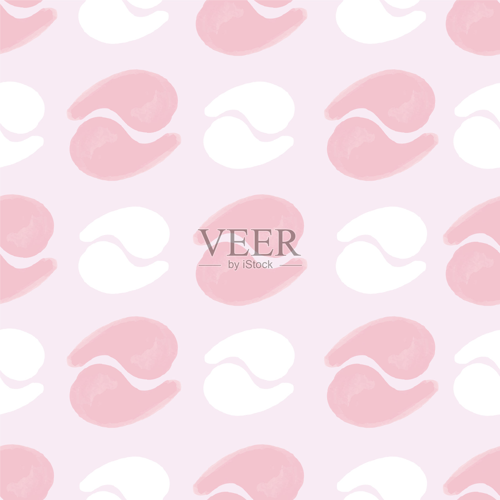 抽象派粉白手绘涡纹图案插画图片素材