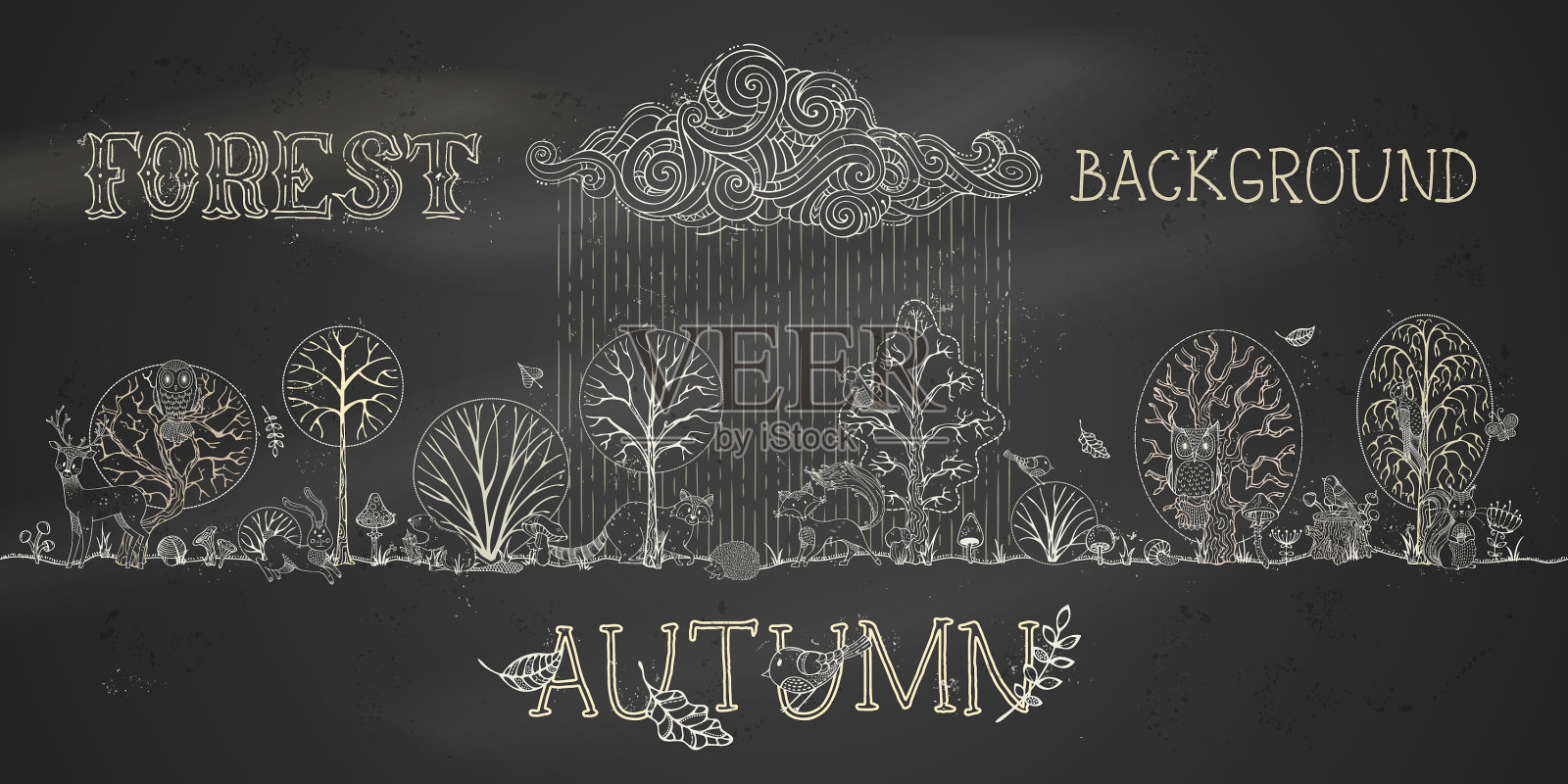 粉笔森林背景插画图片素材