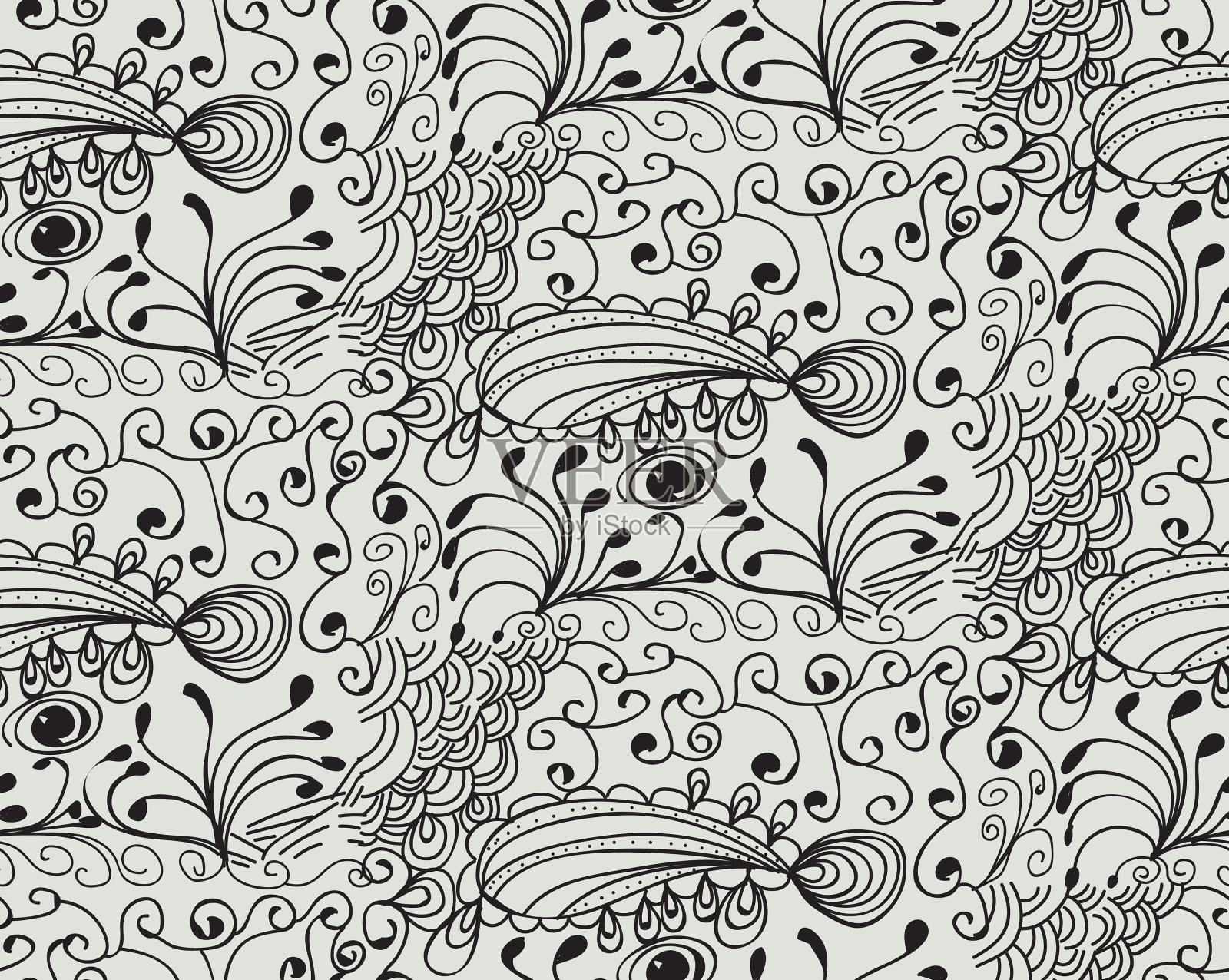 zentangl无缝的背景插画图片素材