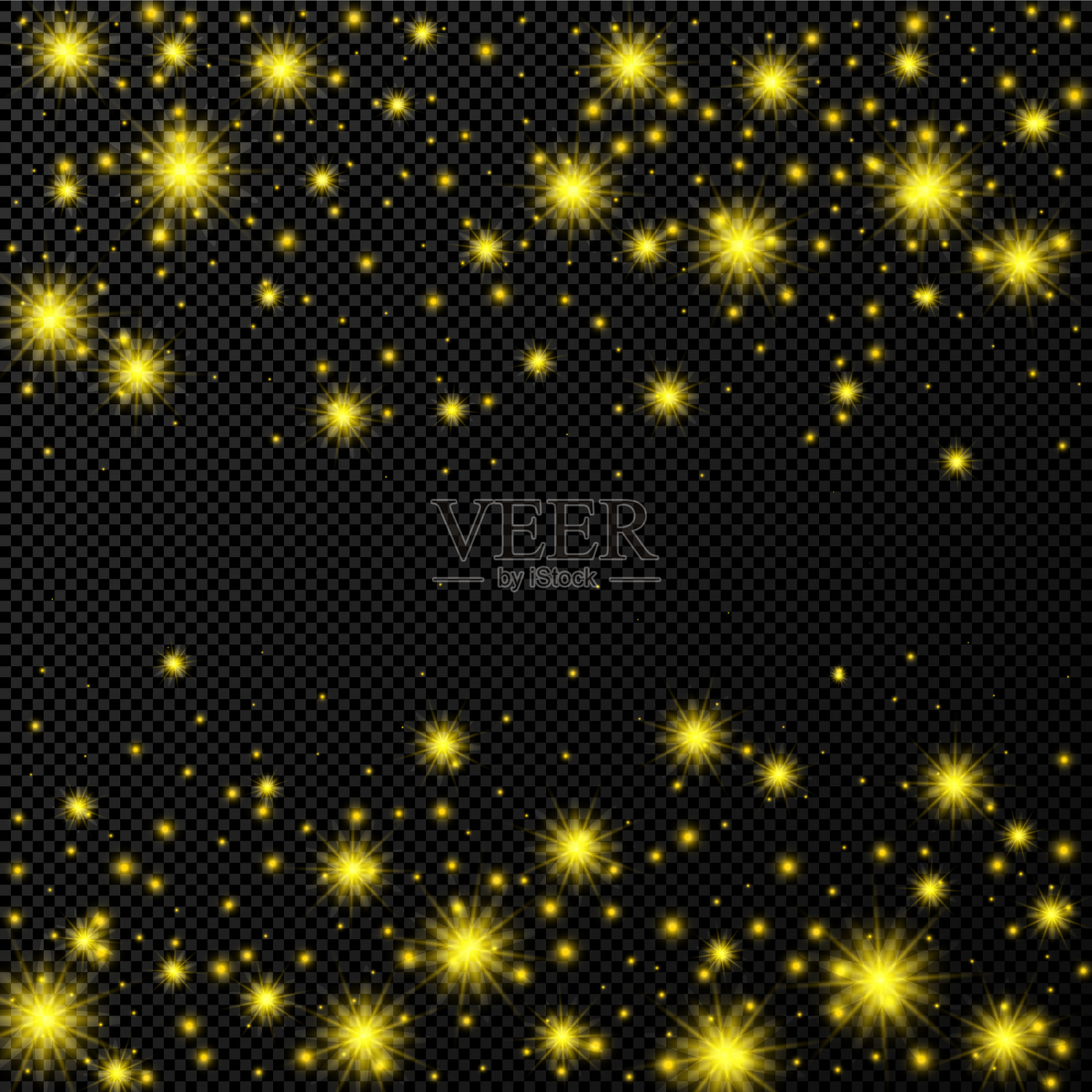 金色背景下的星星和尘埃闪闪发光插画图片素材