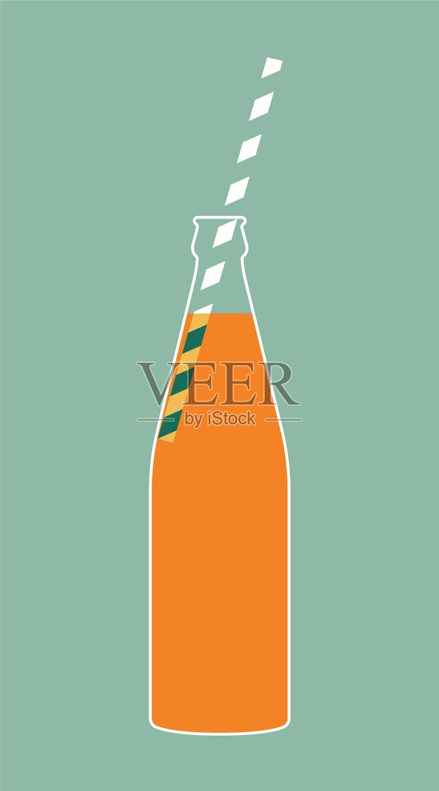 瓶子里装着橙汁汽水饮料插画图片素材