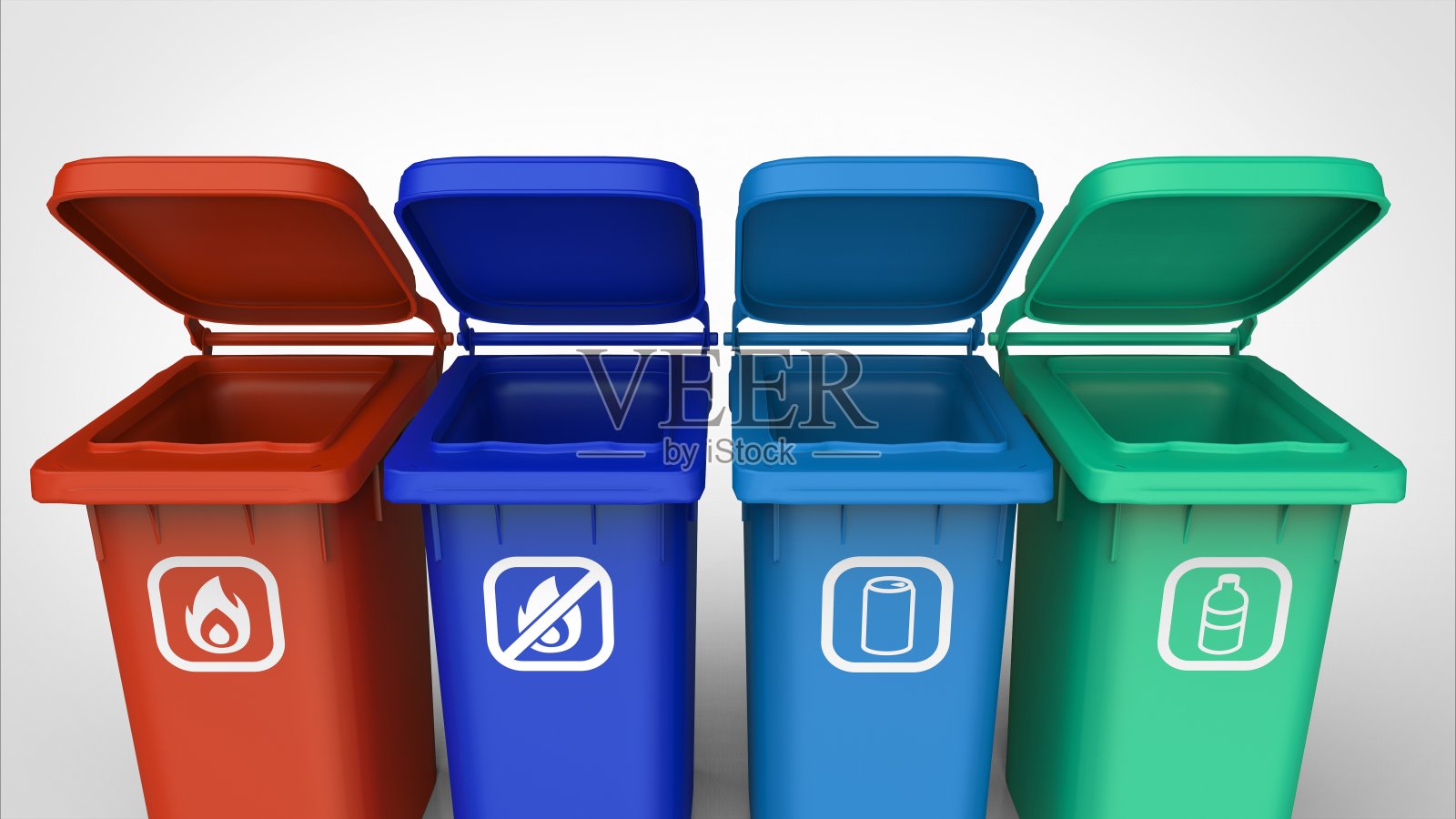 垃圾桶为各种垃圾打开特写照片摄影图片