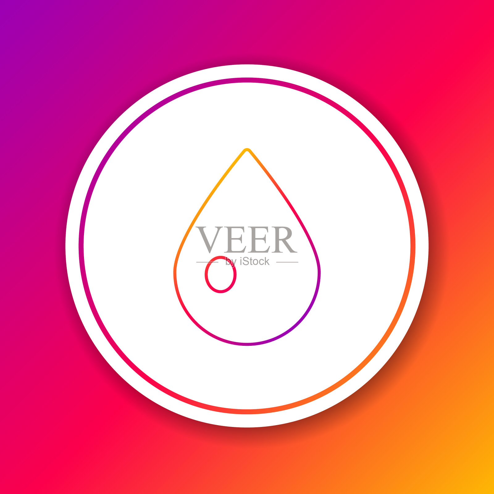 颜色线水滴图标孤立在颜色上插画图片素材