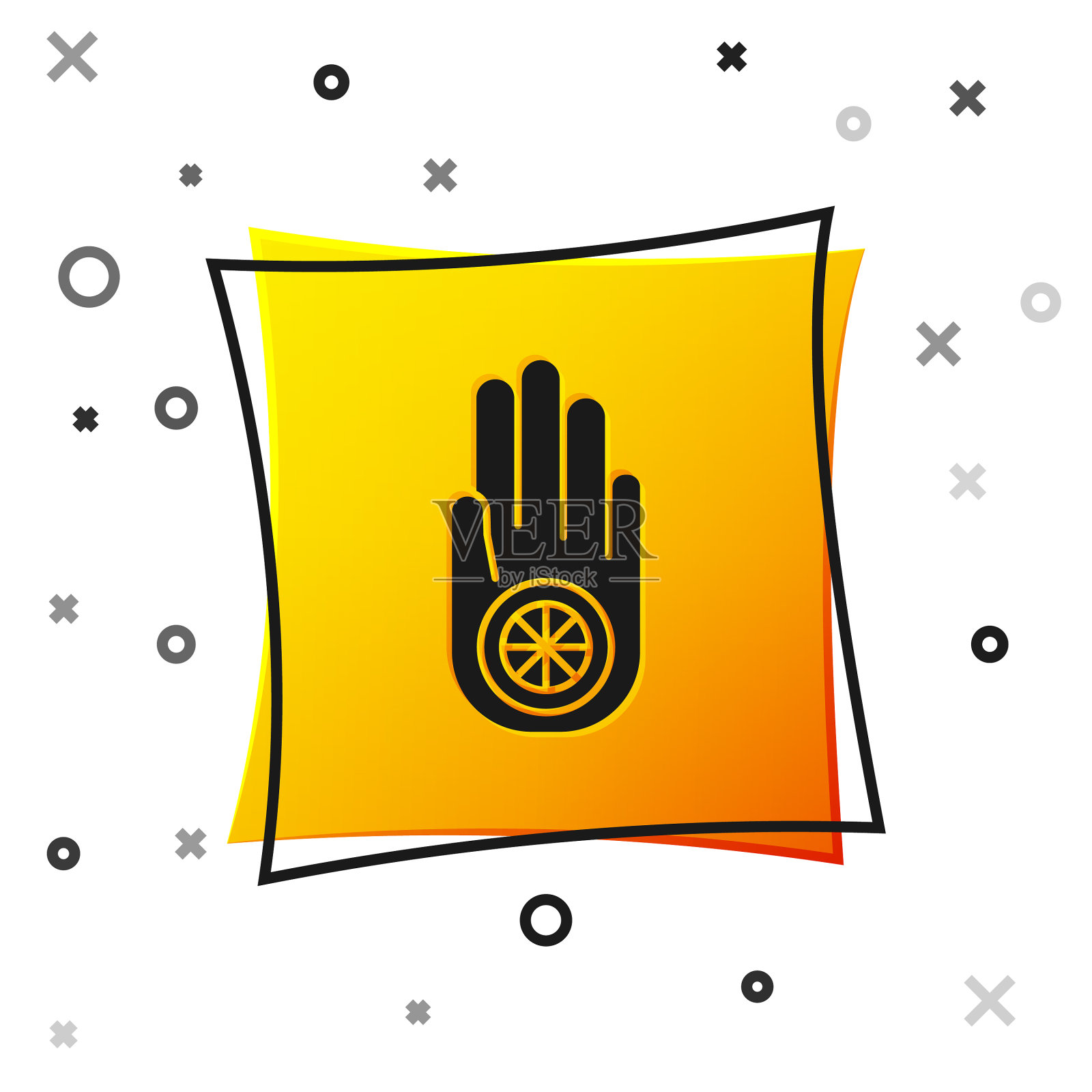 黑色象征耆那教或耆那教达摩图标插画图片素材