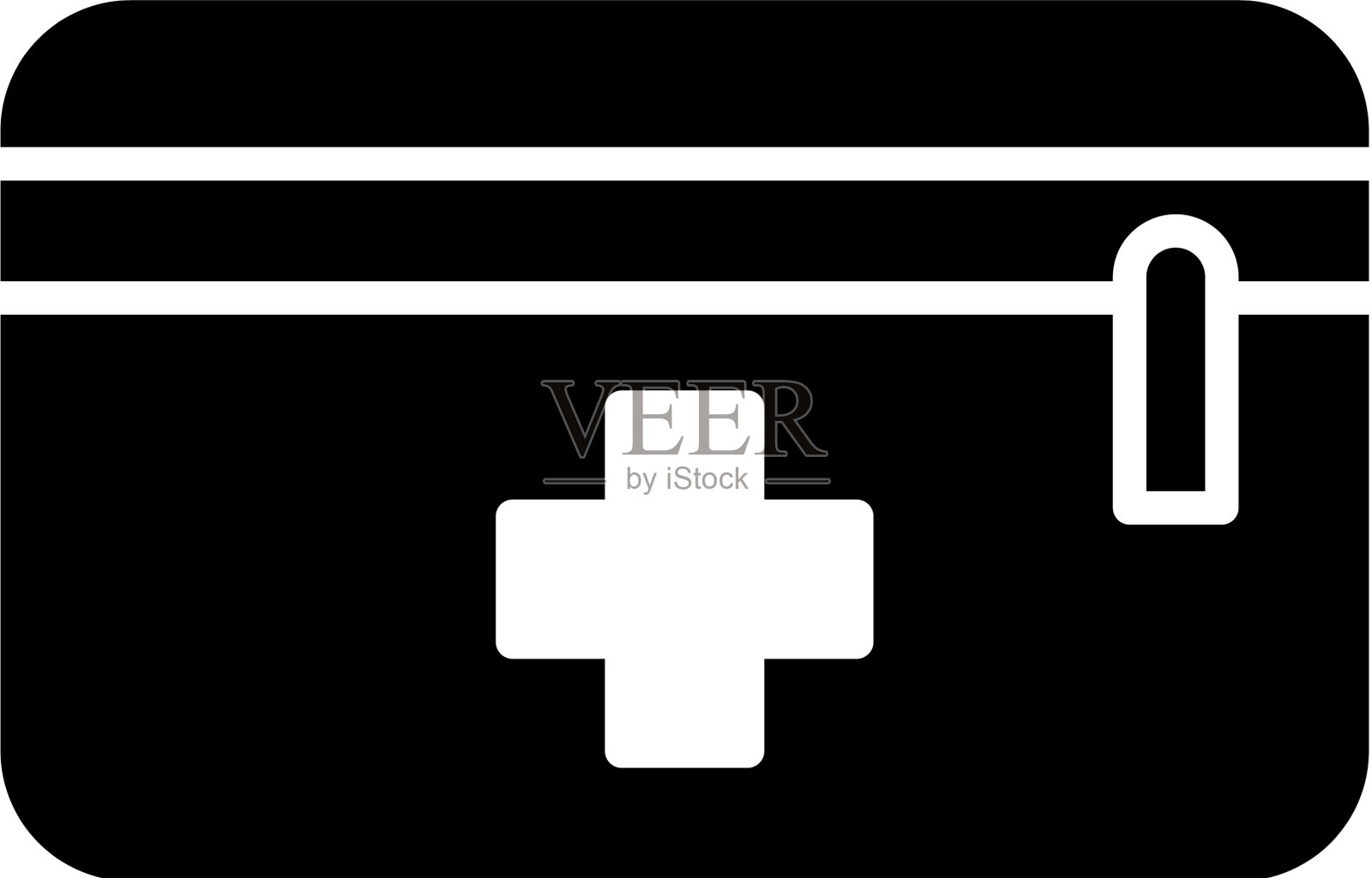 黑色急救箱图标孤立在白色上插画图片素材