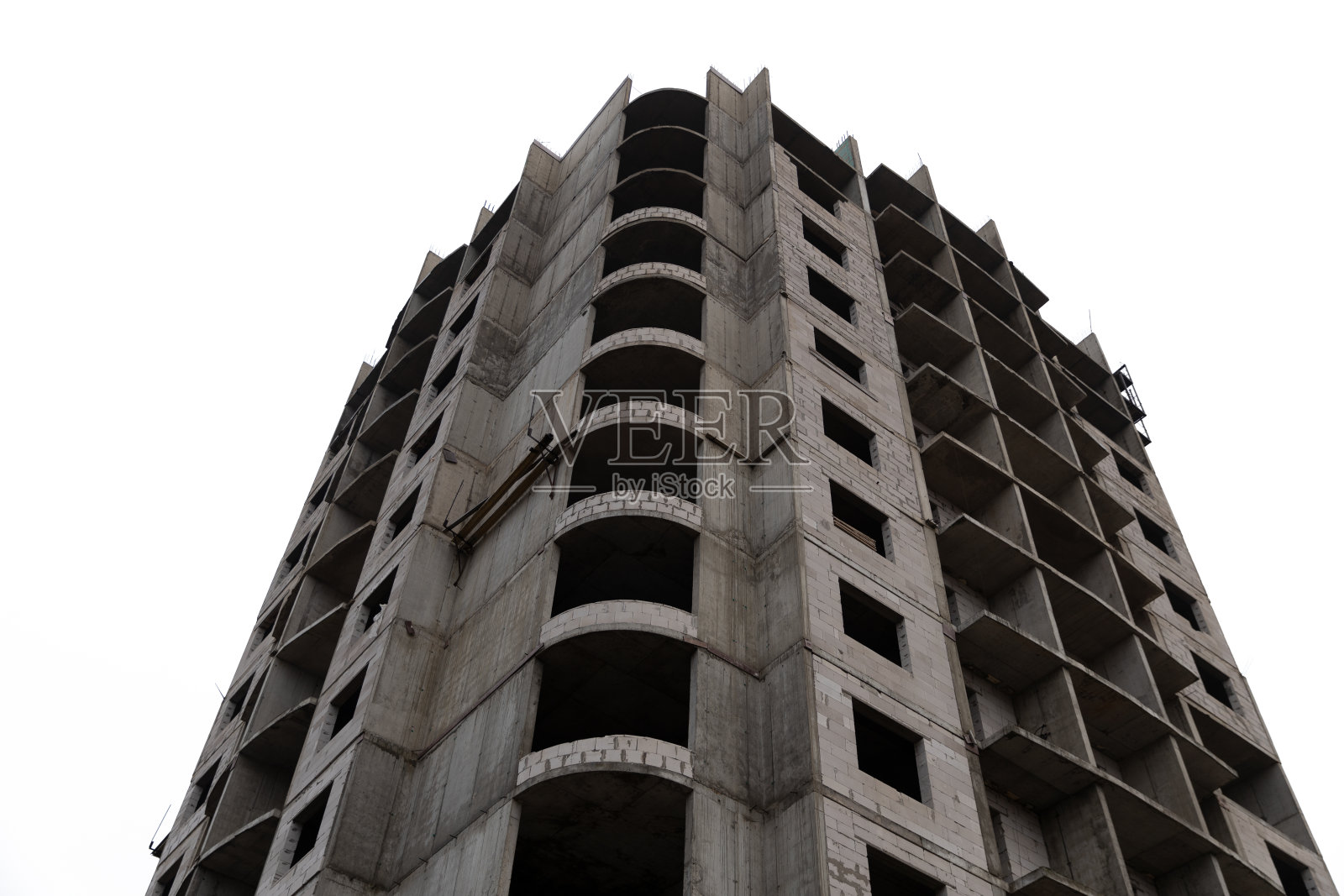 在白色背景上隔离的多层板房照片摄影图片