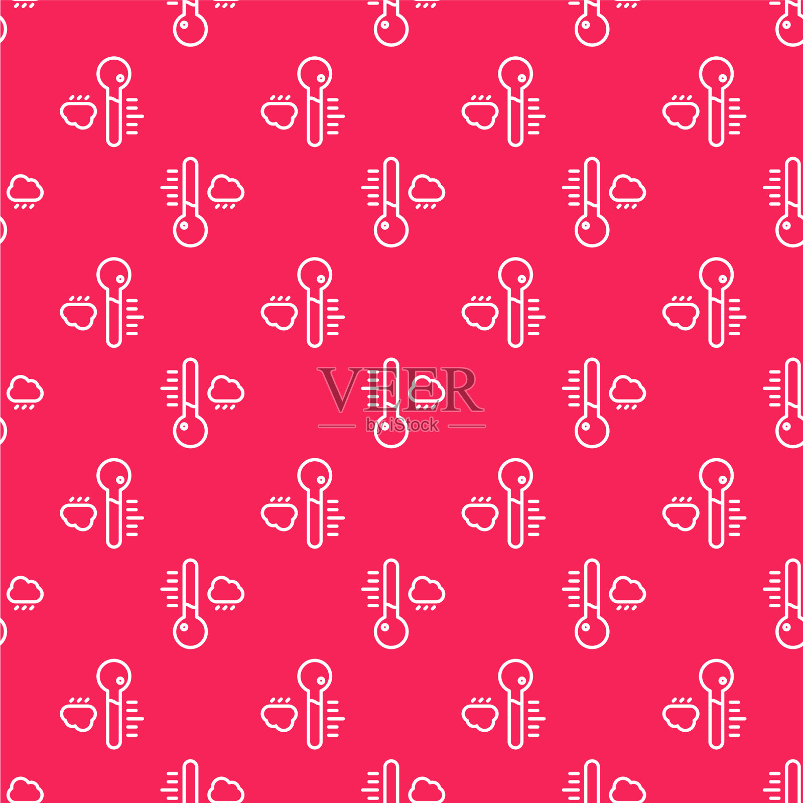 白线气象温度计测量图标插画图片素材