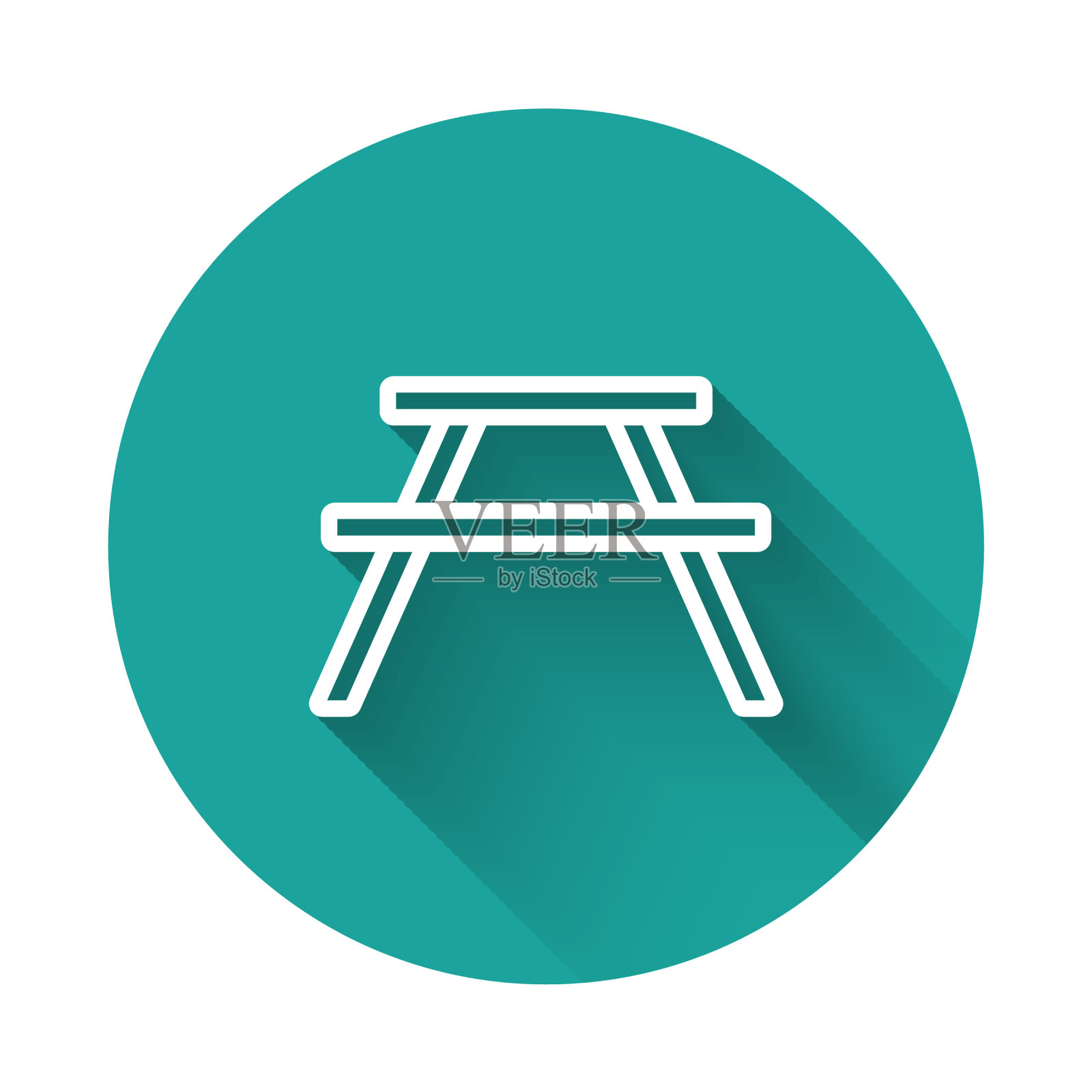 白色线野餐桌子上的长凳插画图片素材