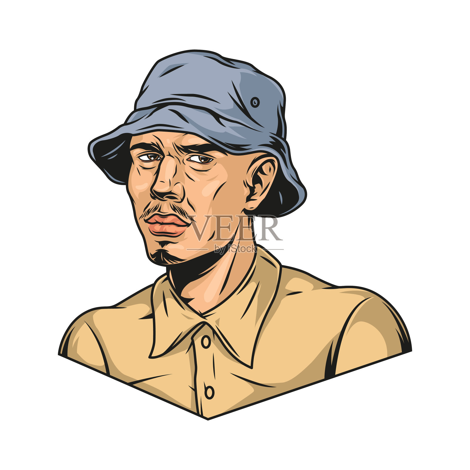 穿着衬衫和巴拿马草帽的男人设计元素图片