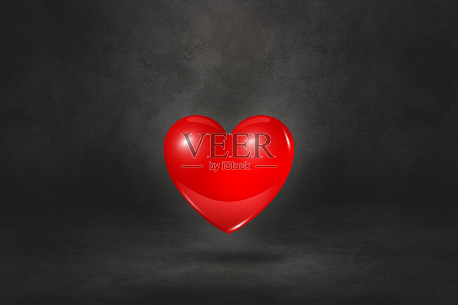 3D红心在黑色的工作室背景照片摄影图片