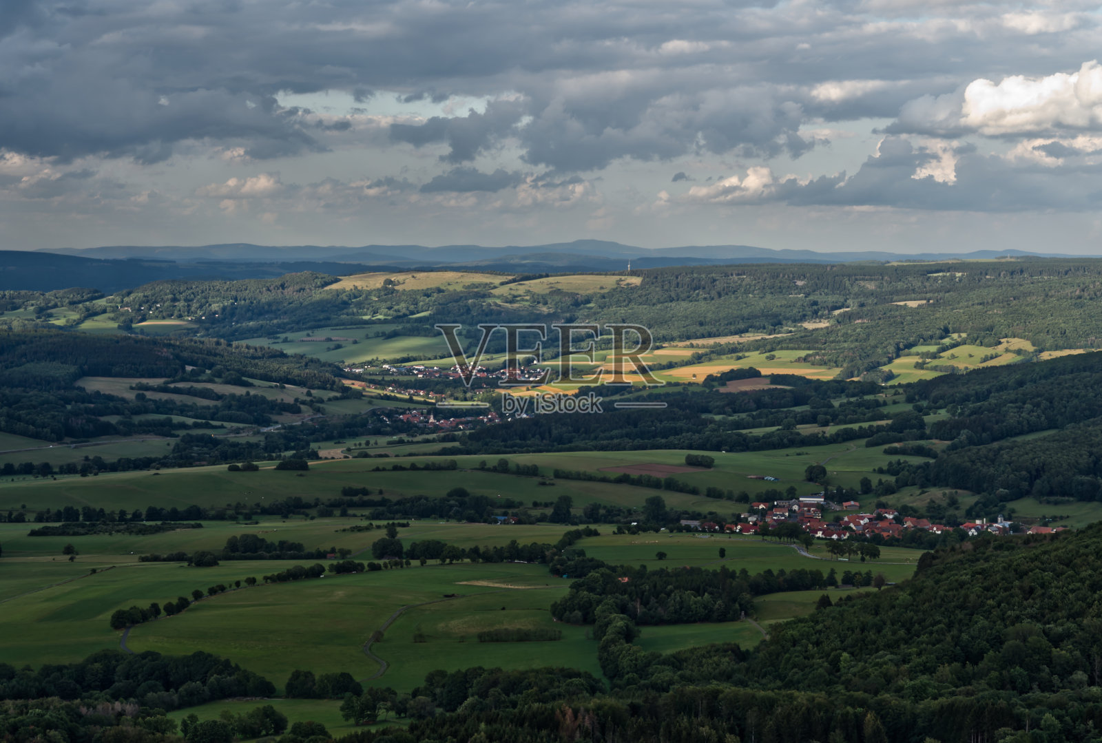 美丽的风景在日落在富尔达黑塞德国照片摄影图片