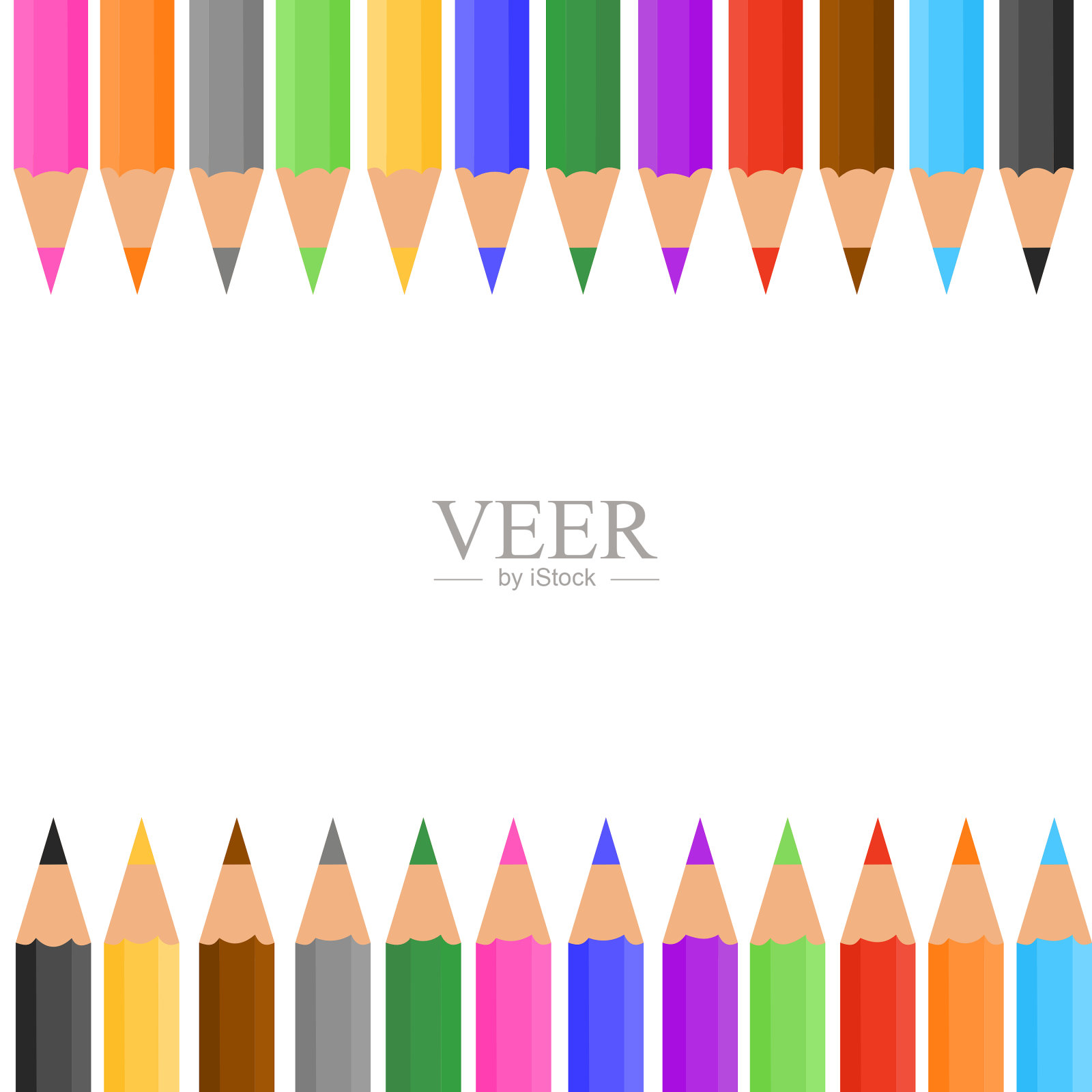 彩色铅笔在白色背景上是孤立的。插画图片素材