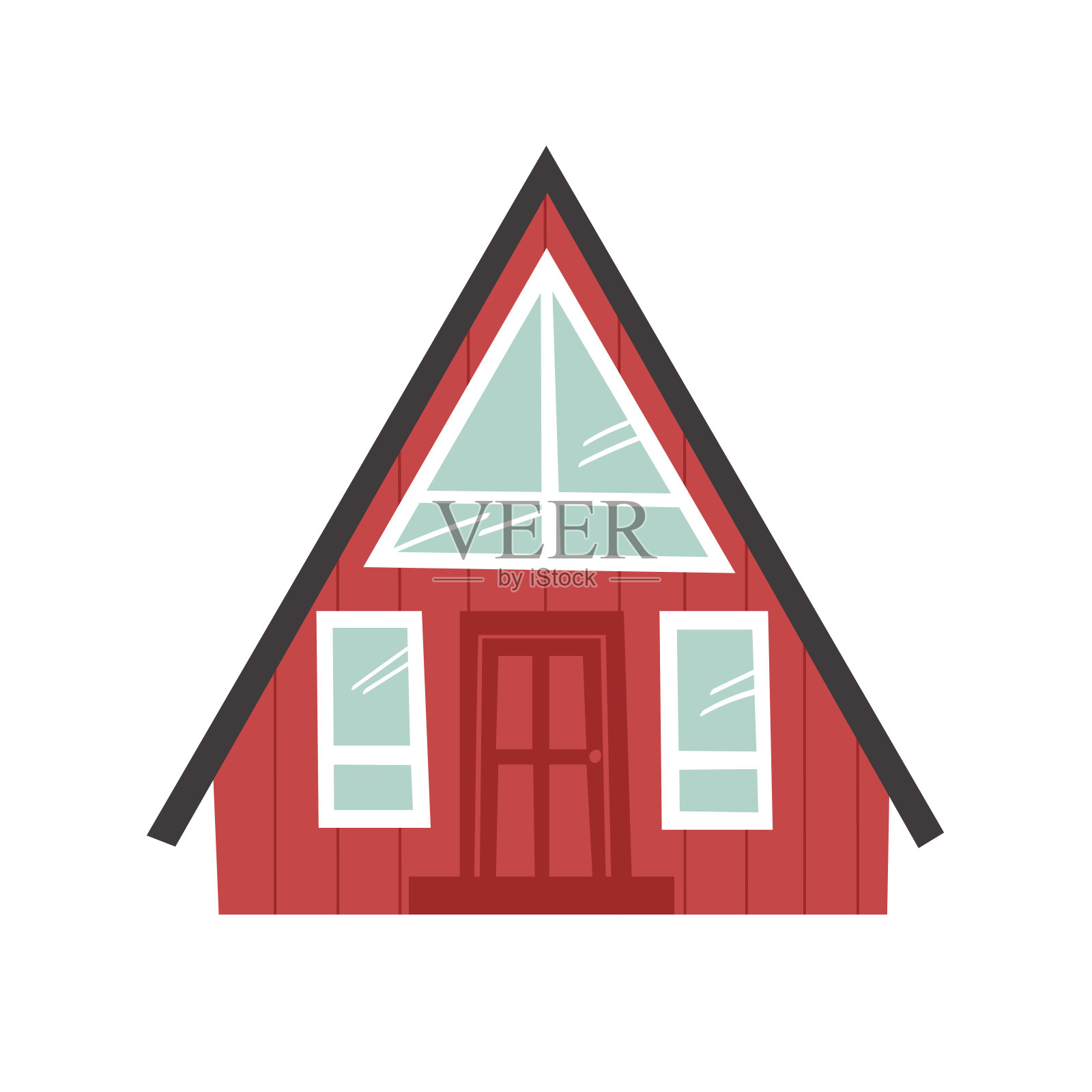 手绘卡通房子在白色背景孤立。平坦风格的插图舒适的家。矢量小屋图。创意数码艺术作品设计元素图片