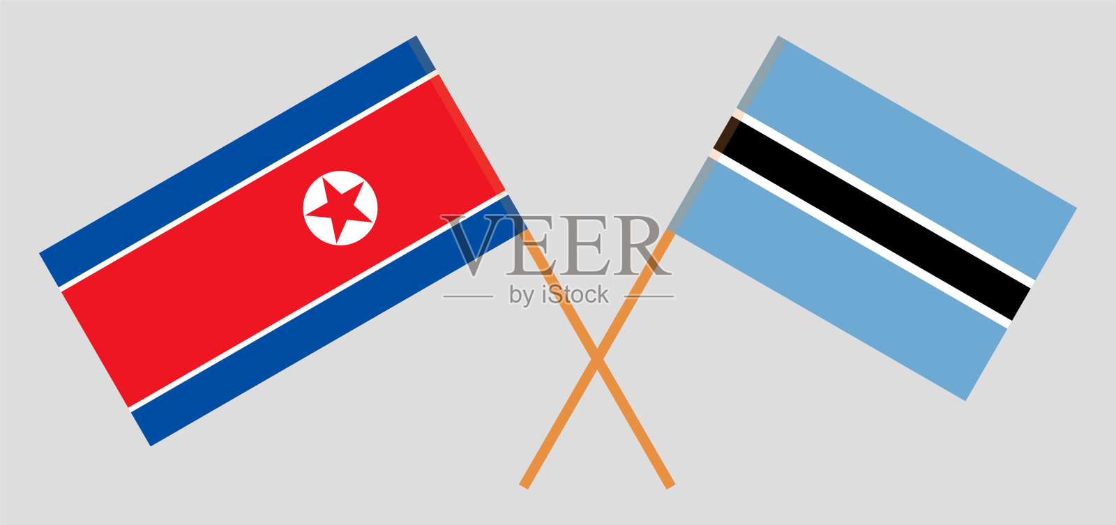 博茨瓦纳和朝鲜国旗交叉插画图片素材