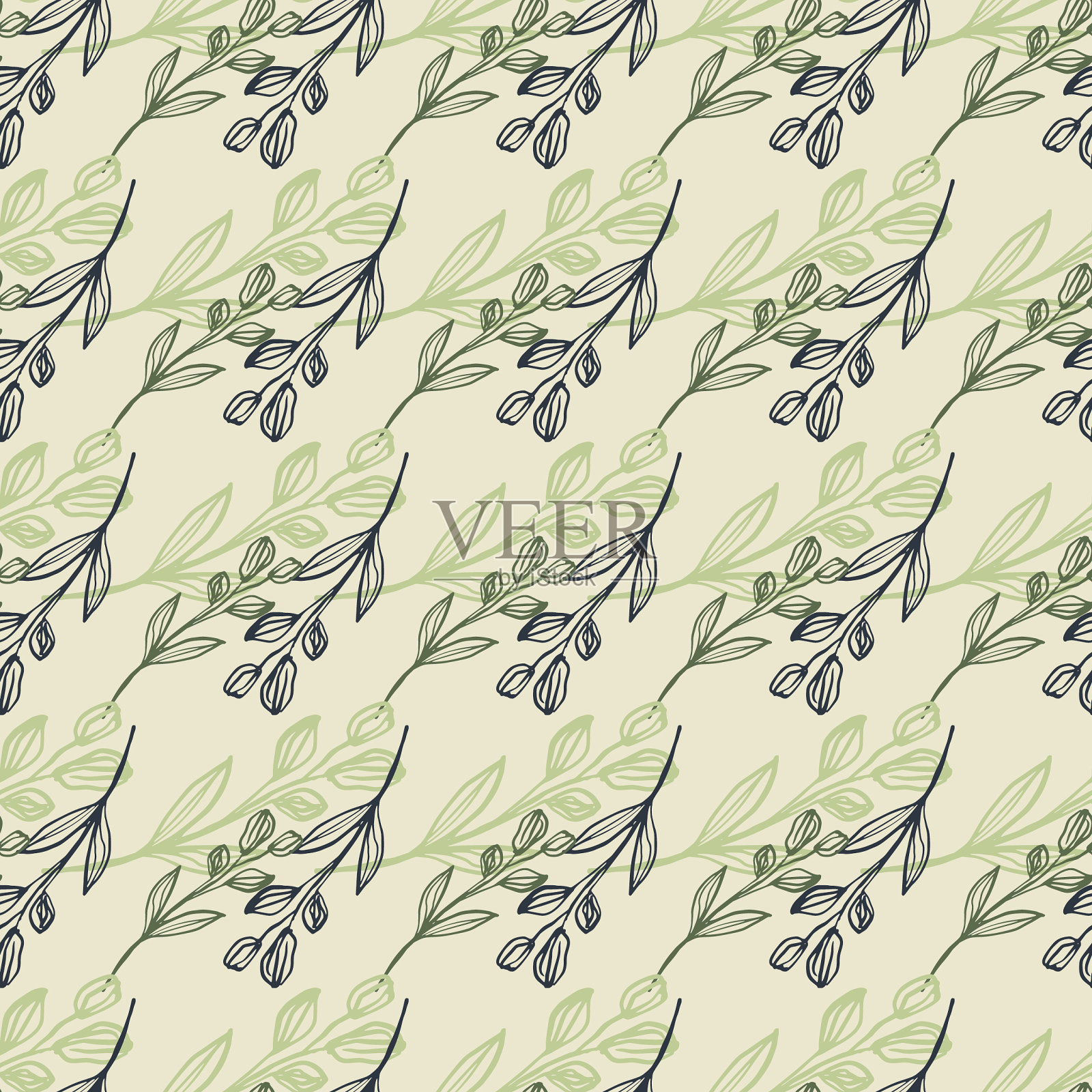 水平内衬花印花在柔和的颜色插画图片素材