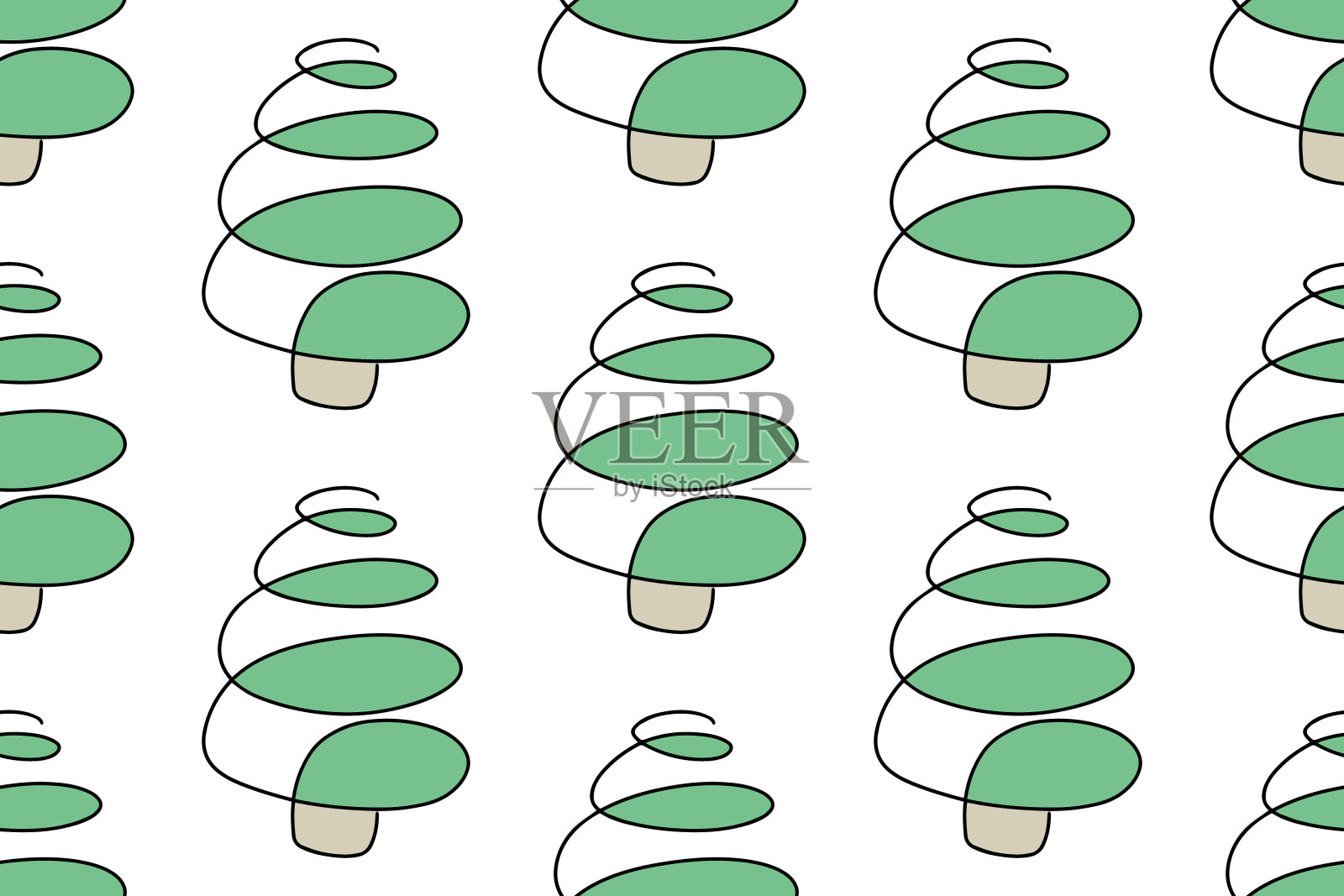 手绘圣诞树。卡通插图与圣诞和新年装饰，星星。涂鸦无缝模式隔离在蓝色背景。用于织物，纺织品设计，包装纸或壁纸。插画图片素材
