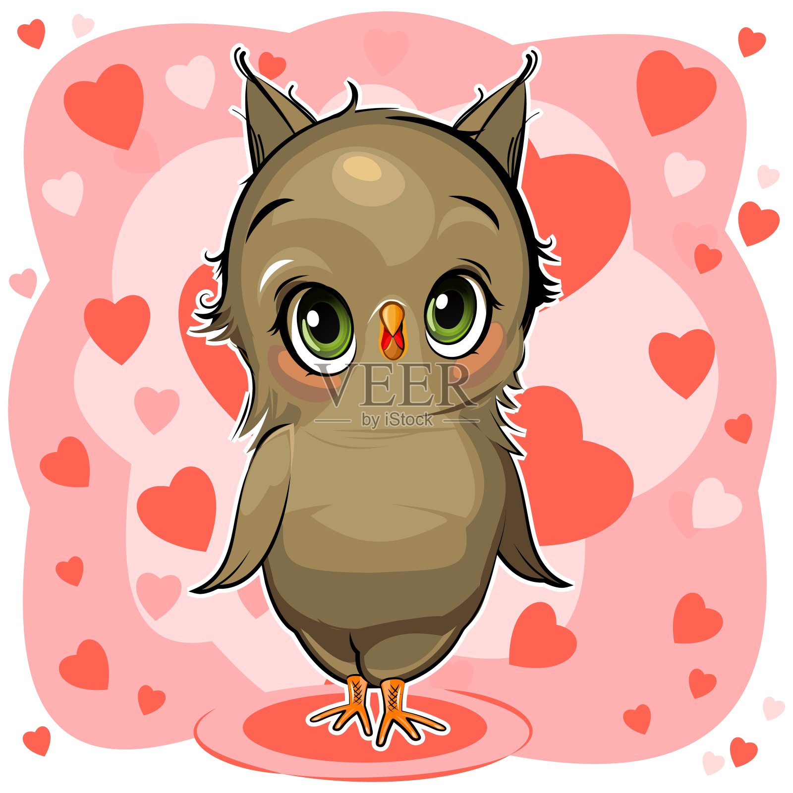 猫头鹰的女孩。有趣的小鸡。可爱又有趣的小鸟宝宝。白色背景上的孤立物体。插图。卡通风格。向量设计元素图片