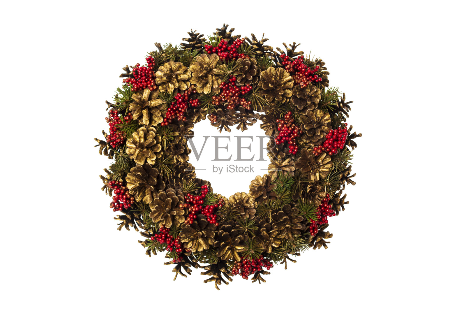 圣诞花环孤立在白色的背景。为圣诞节装饰房子。照片摄影图片