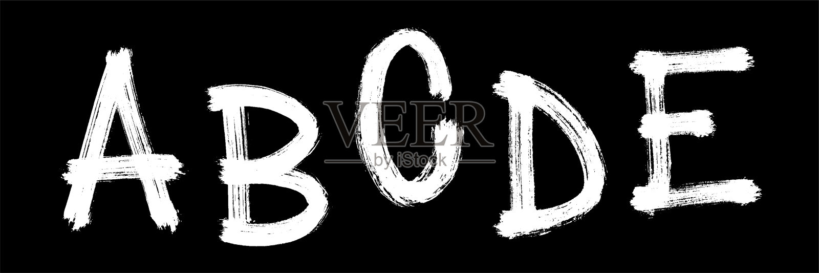 由笔刷创建的字体。矢量插图。手工制作的字母表。第1部分插画图片素材