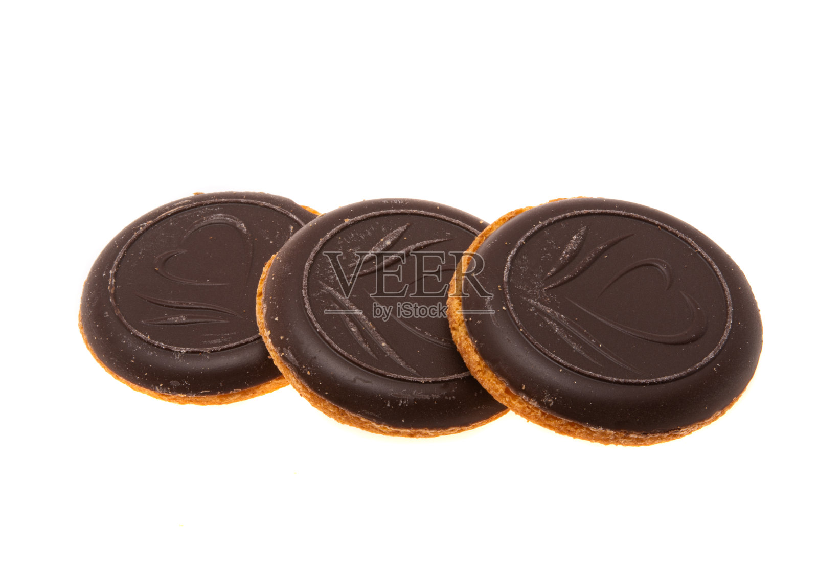 饼干饼干在巧克力孤立照片摄影图片