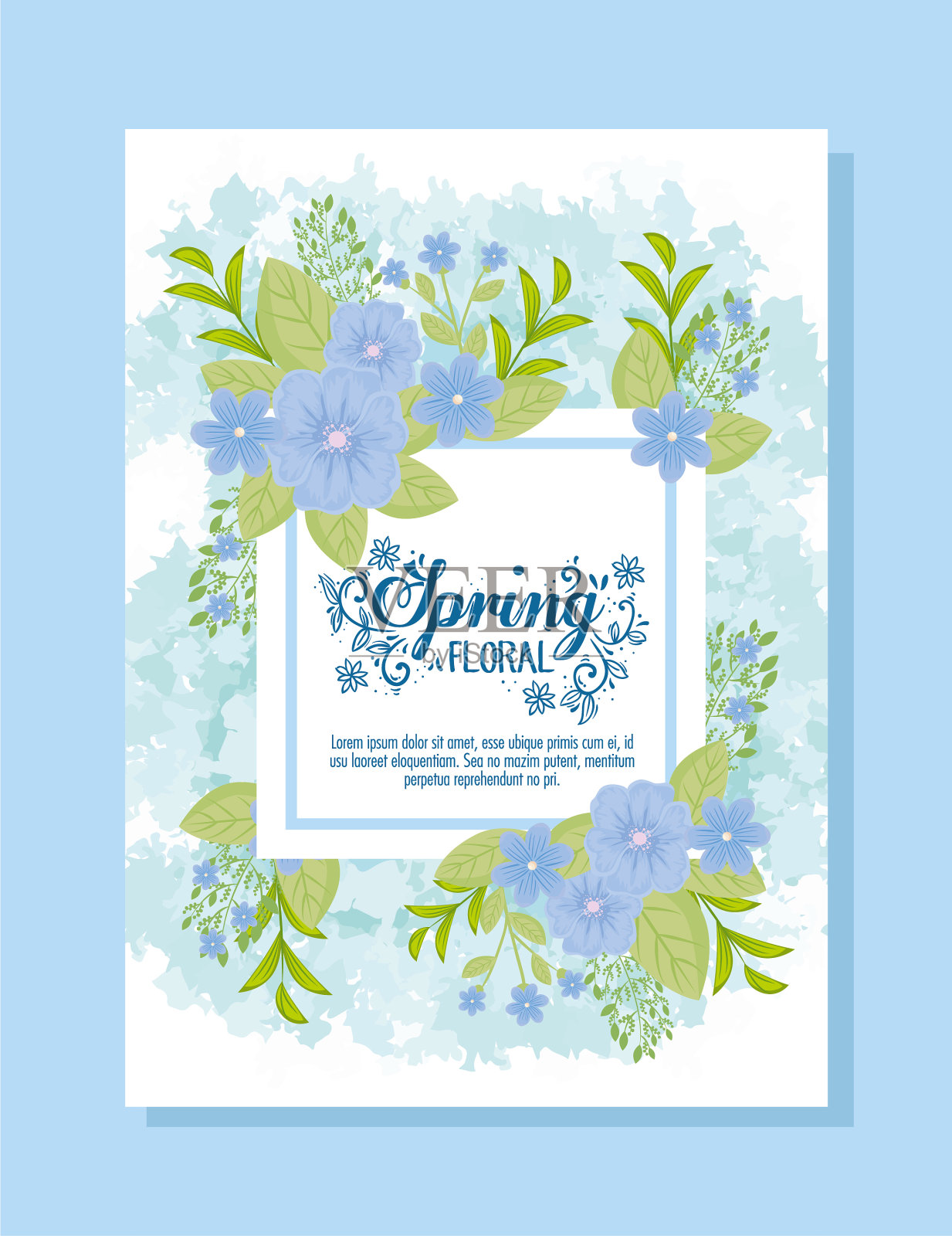 春天的花文字春天的措词用花插画图片素材