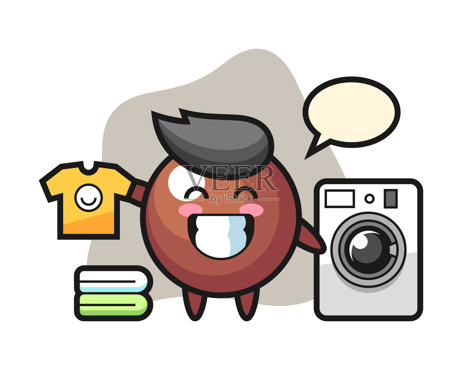 带洗衣机的巧克力球卡通设计元素图片