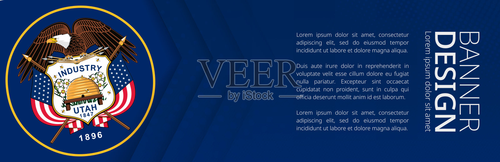 横幅模板与美国犹他州的旗帜为广告旅游，商务和其他。插画图片素材