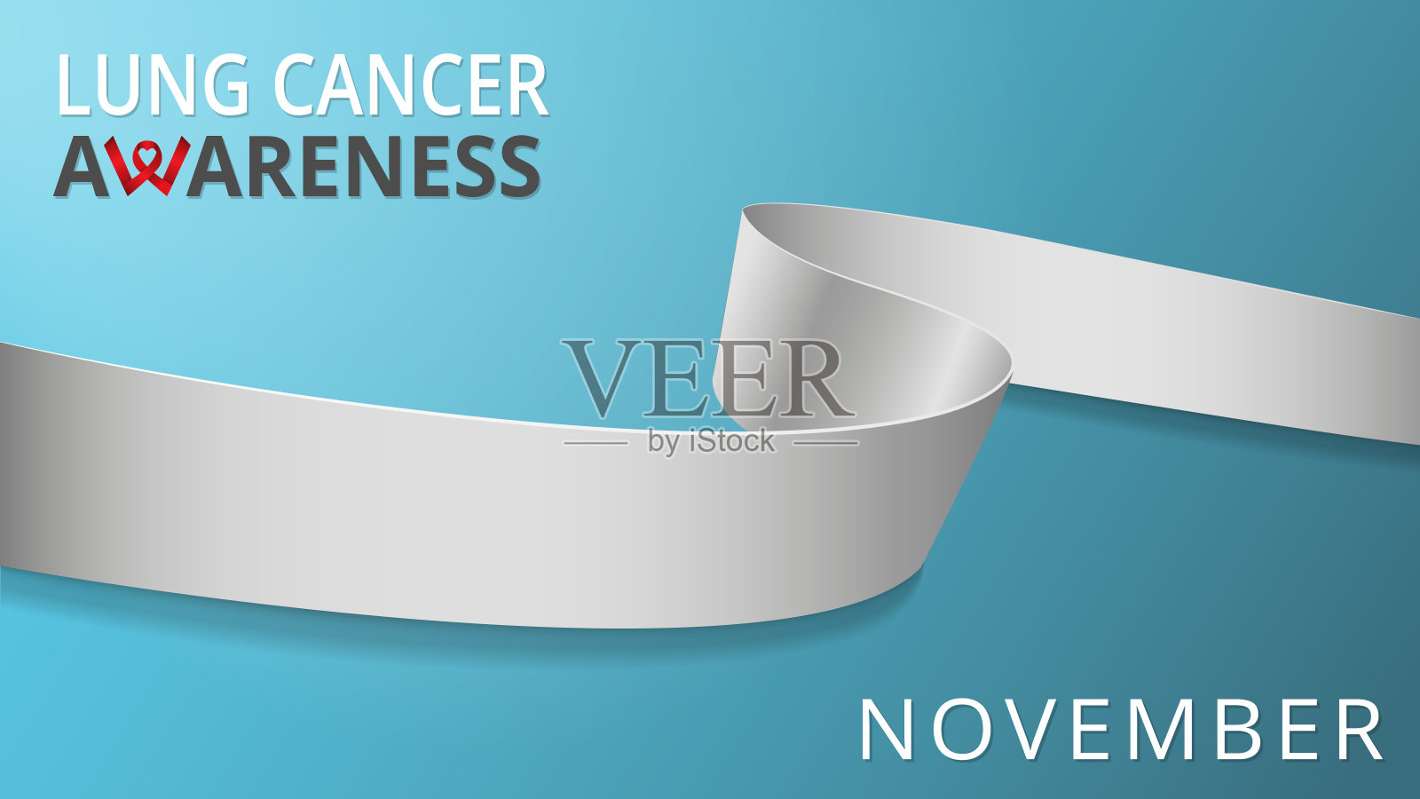 现实的白丝带。宣传肺癌月海报。矢量插图。世界肺癌日团结理念。插画图片素材