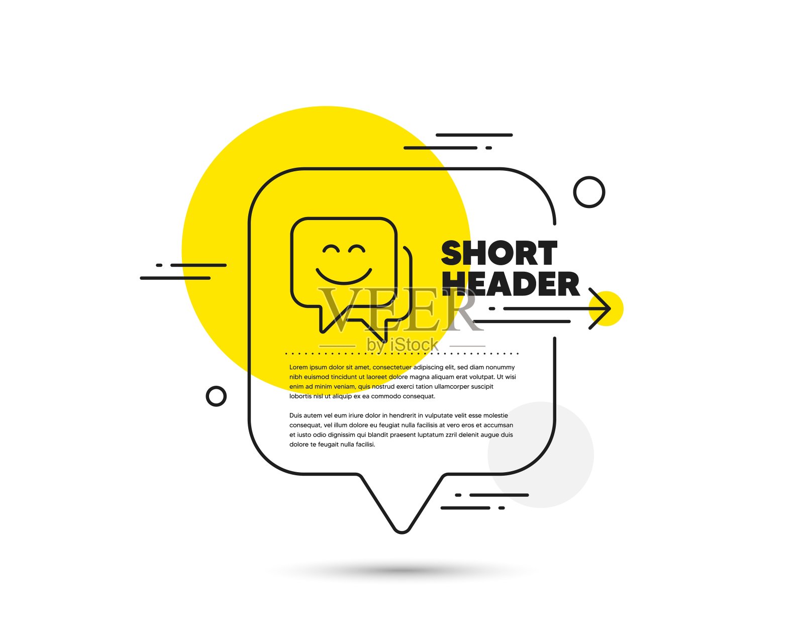 笑脸线图标。快乐的表情聊天标志。演讲泡沫。向量插画图片素材