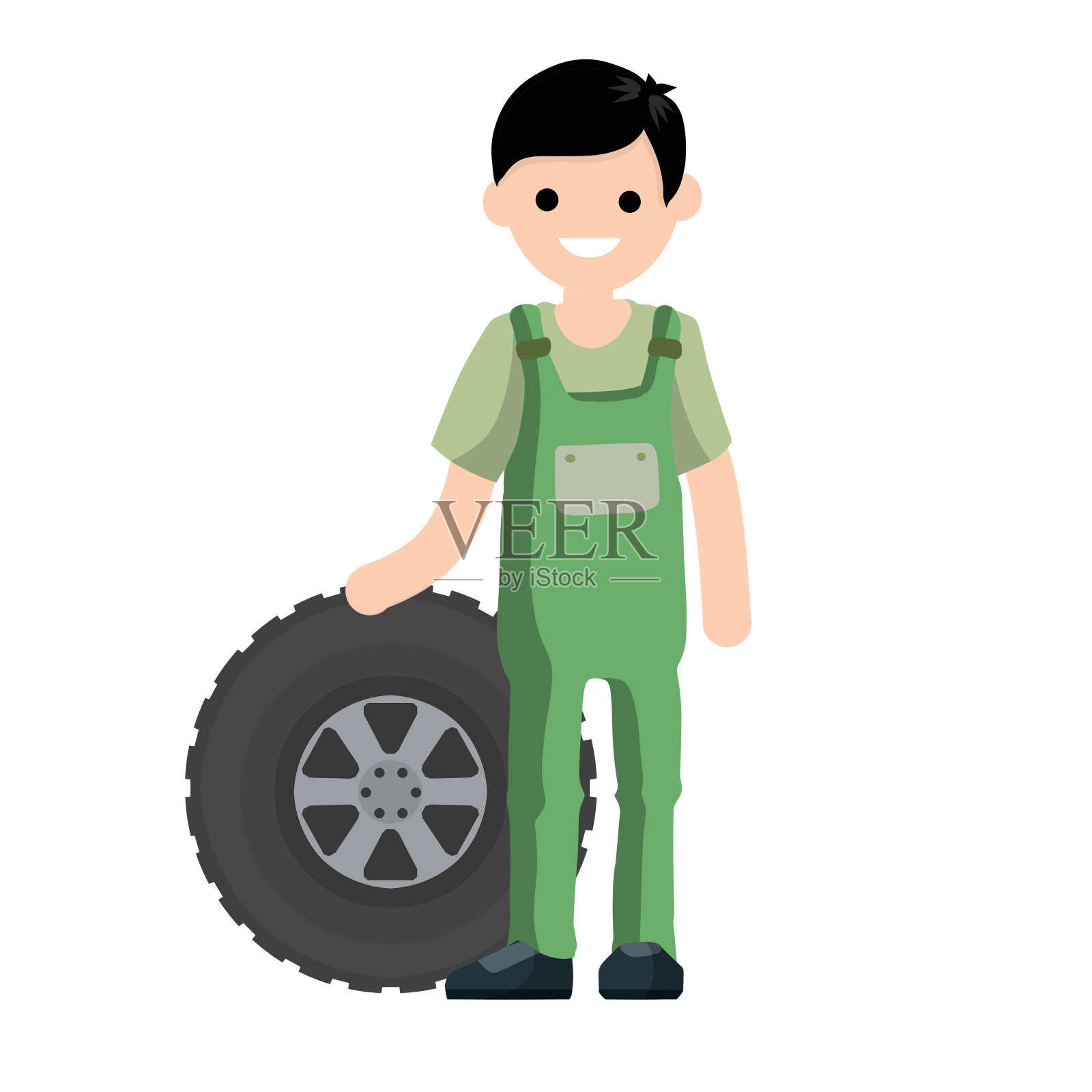 机械在工作。车轮和轮胎的汽车。设计元素图片