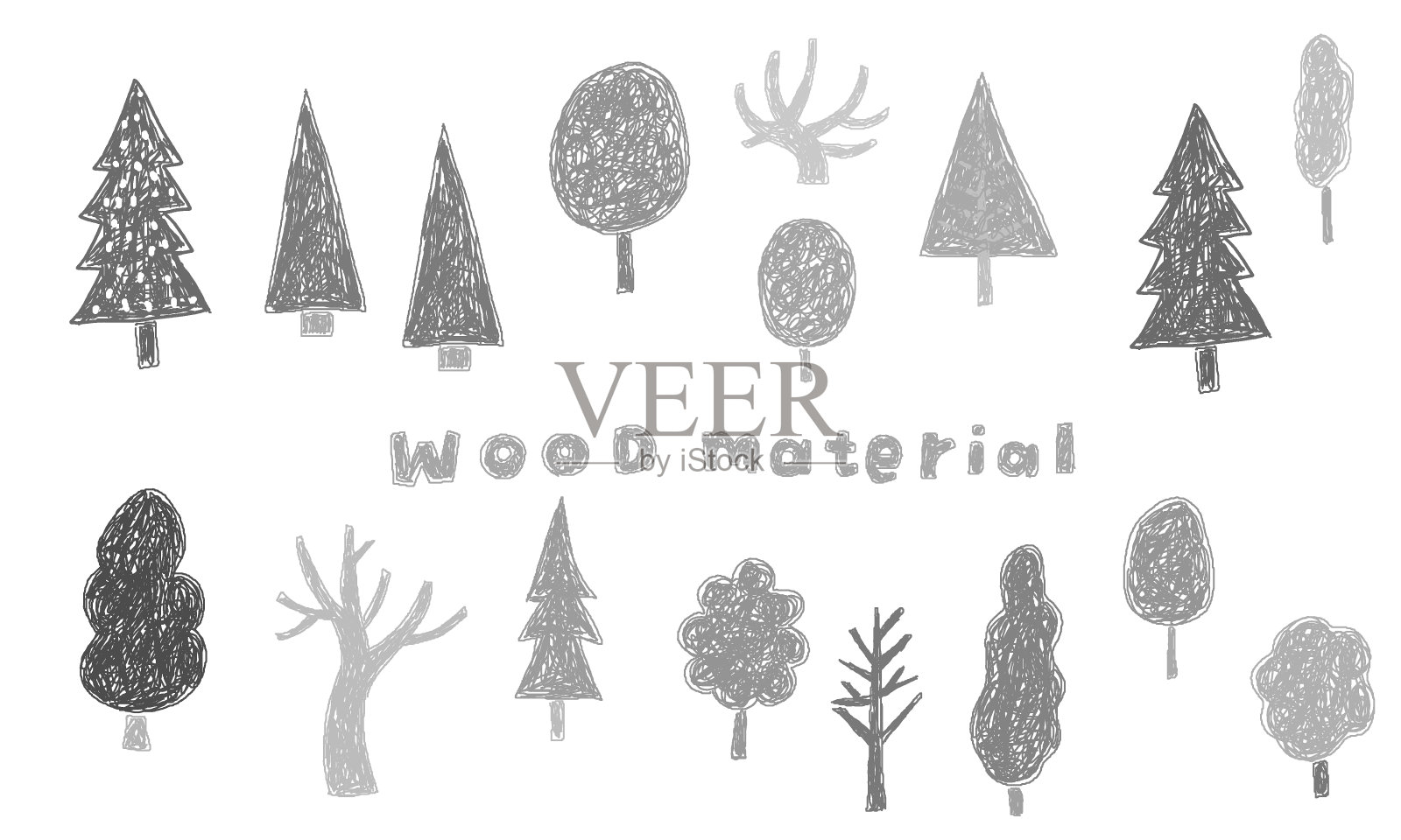 手绘木材材料插图集插画图片素材