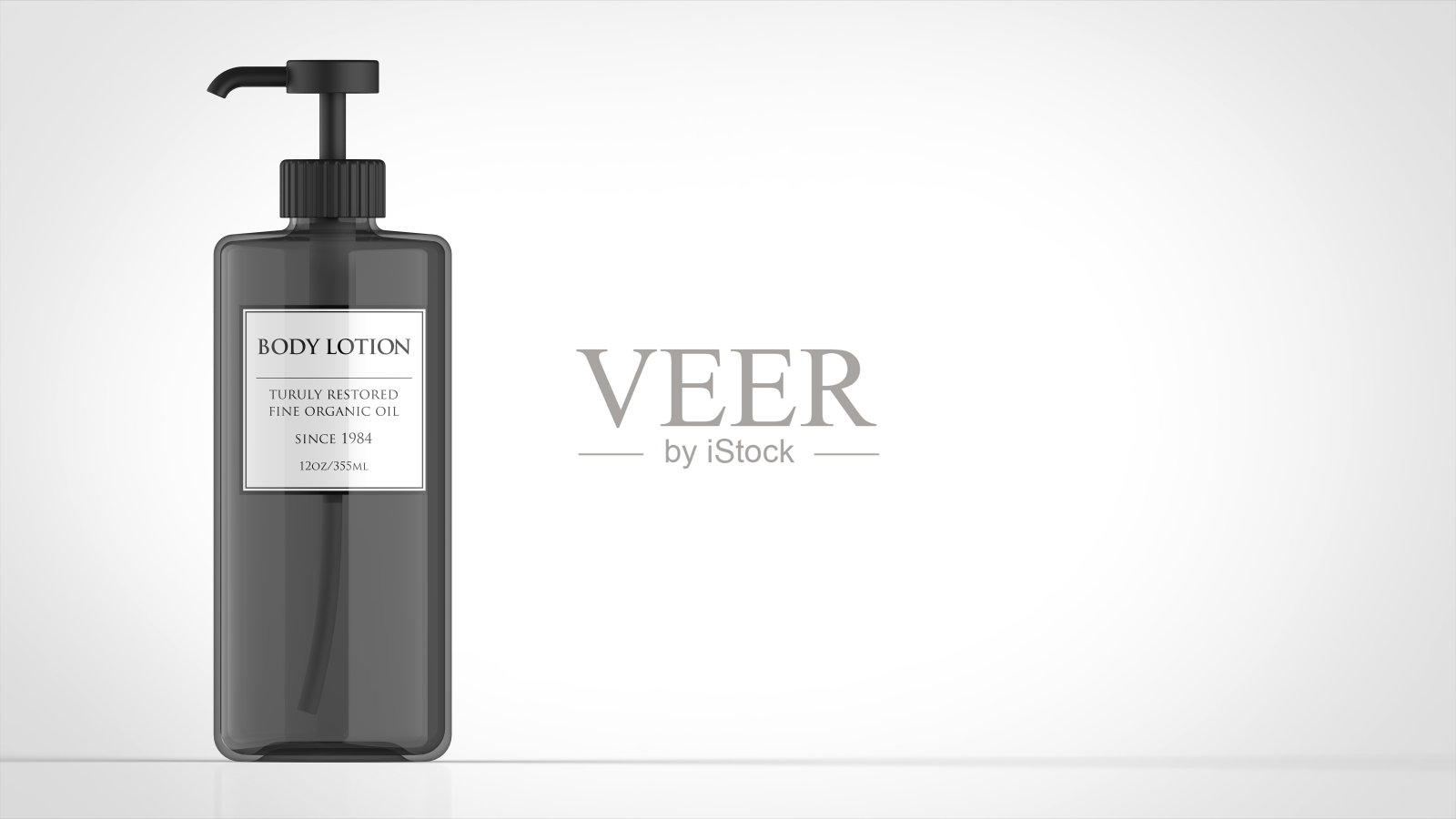 瓶子黑色正面身体乳液左侧3d渲染照片摄影图片