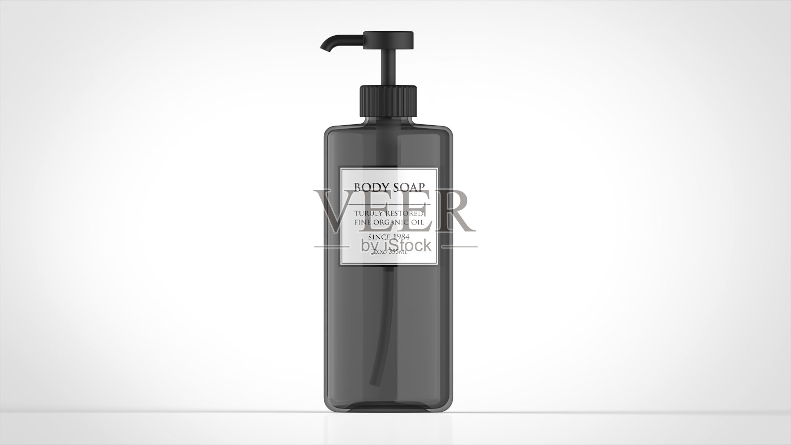 瓶子黑色正面身体肥皂3d渲染照片摄影图片