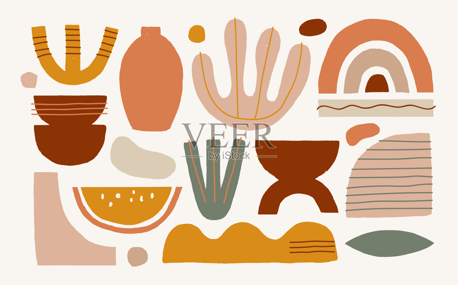 时尚的抽象图形的集合在一个明亮的背景。插画图片素材