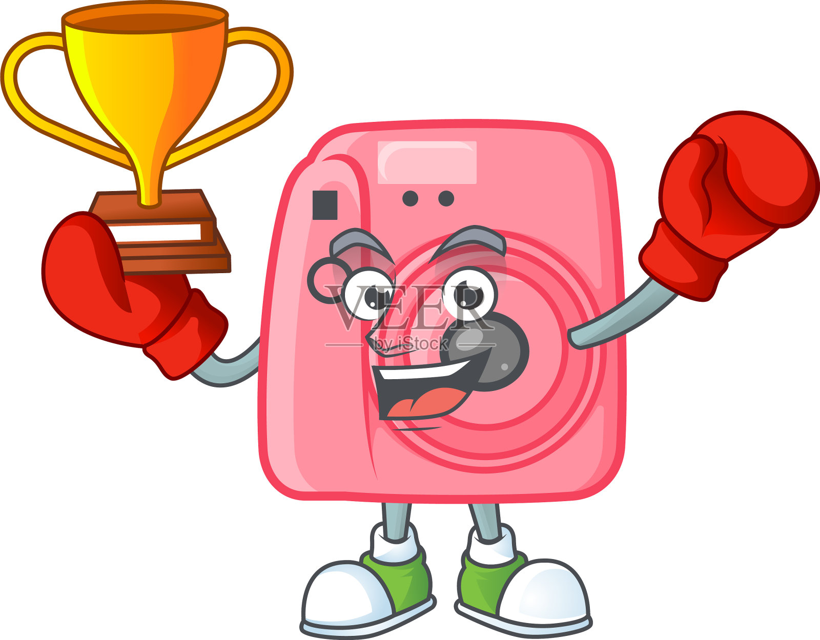 超级酷的拳击冠军instan摄像机吉祥物插画图片素材