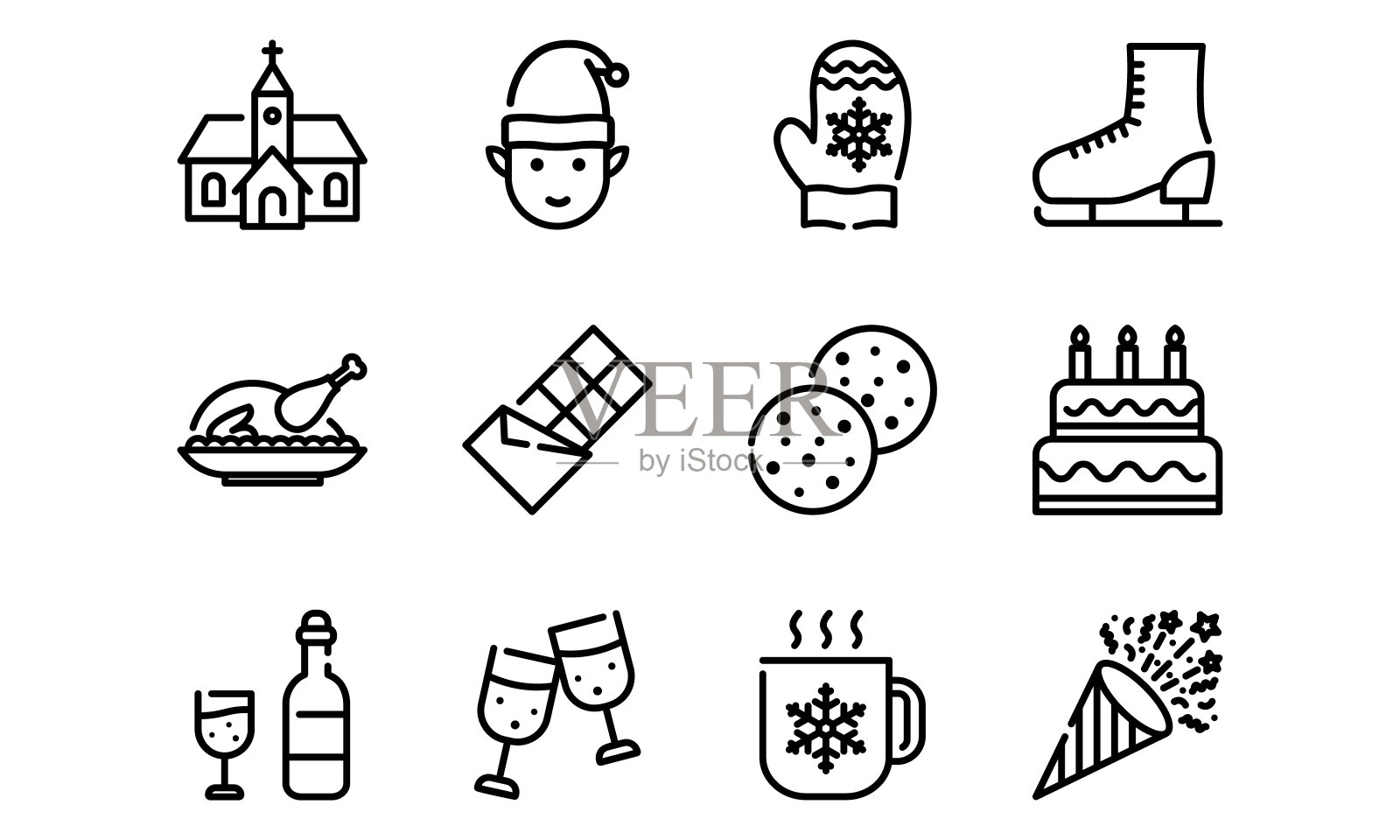 一套食物图标线条风格卷1插画图片素材