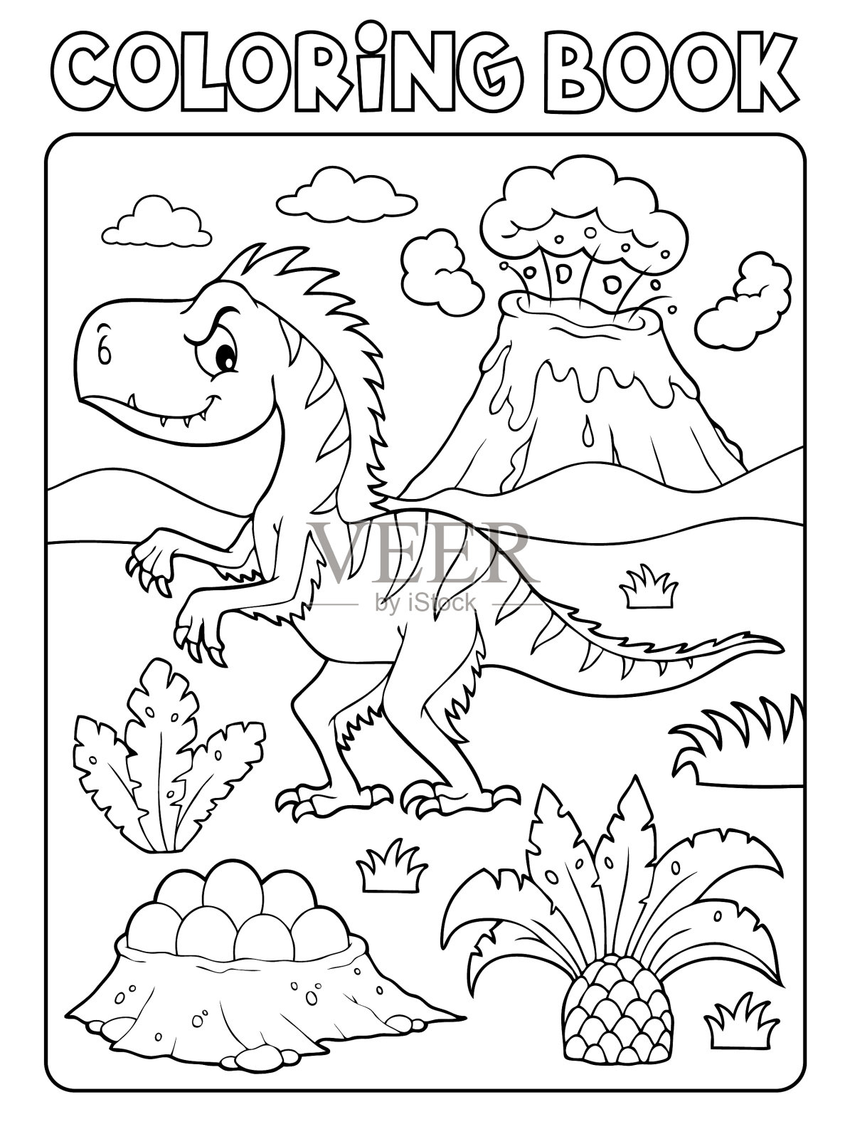 着色书恐龙构图图4插画图片素材