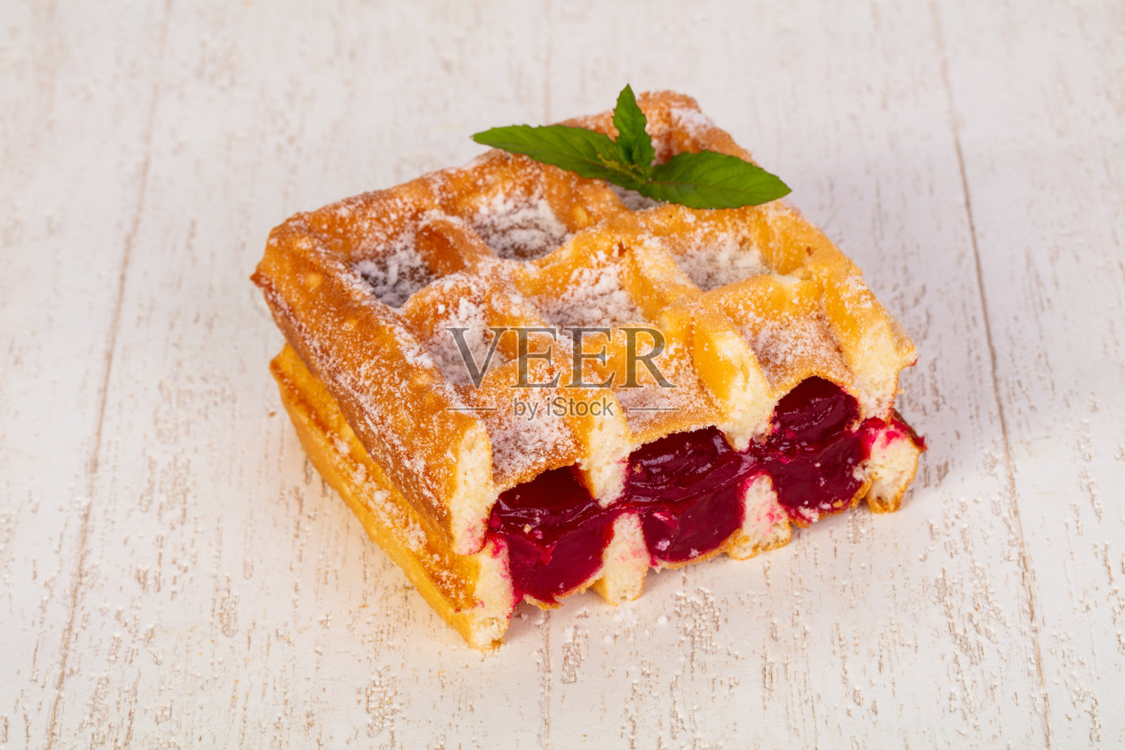 果酱华夫饼照片摄影图片