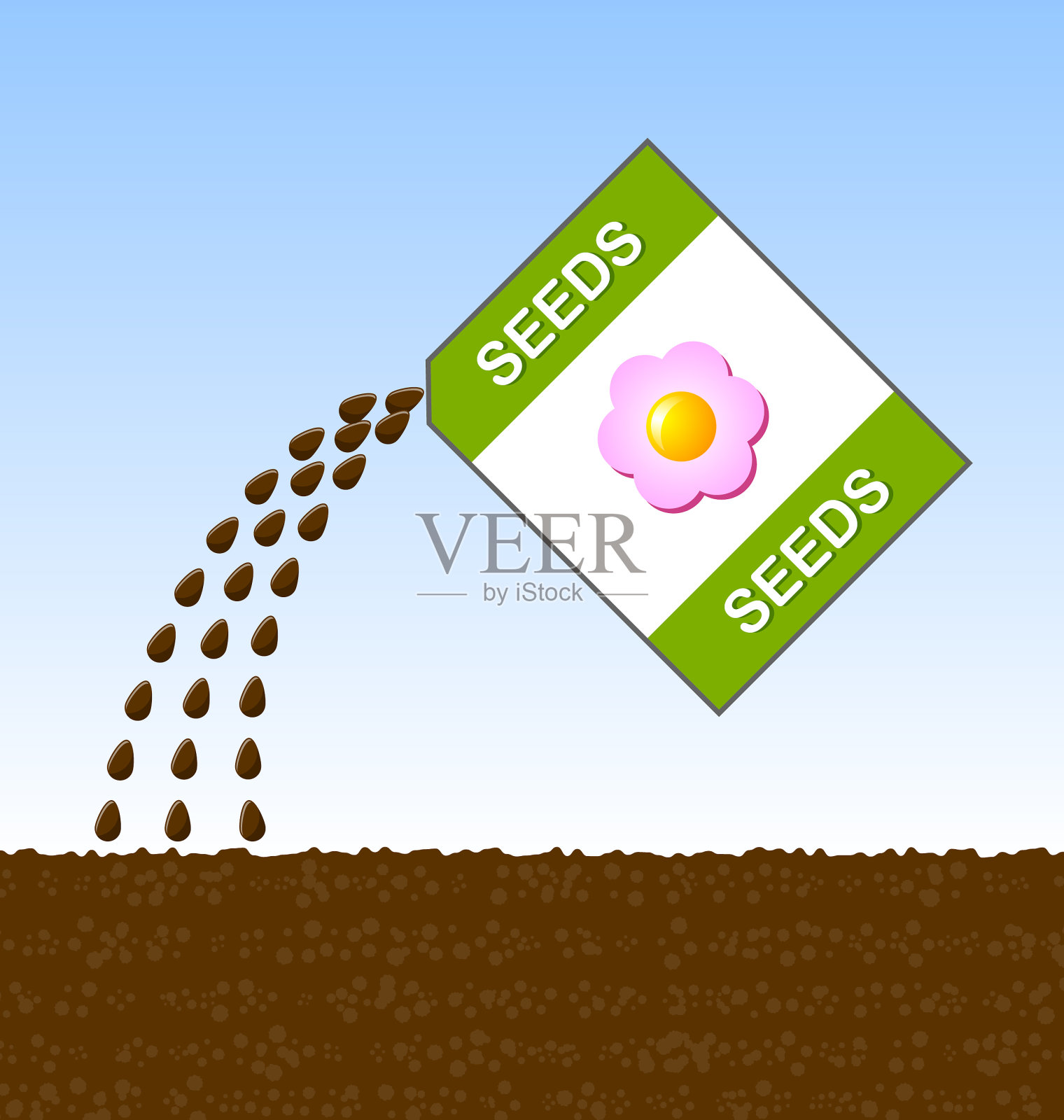 在土壤中播种花朵插画图片素材