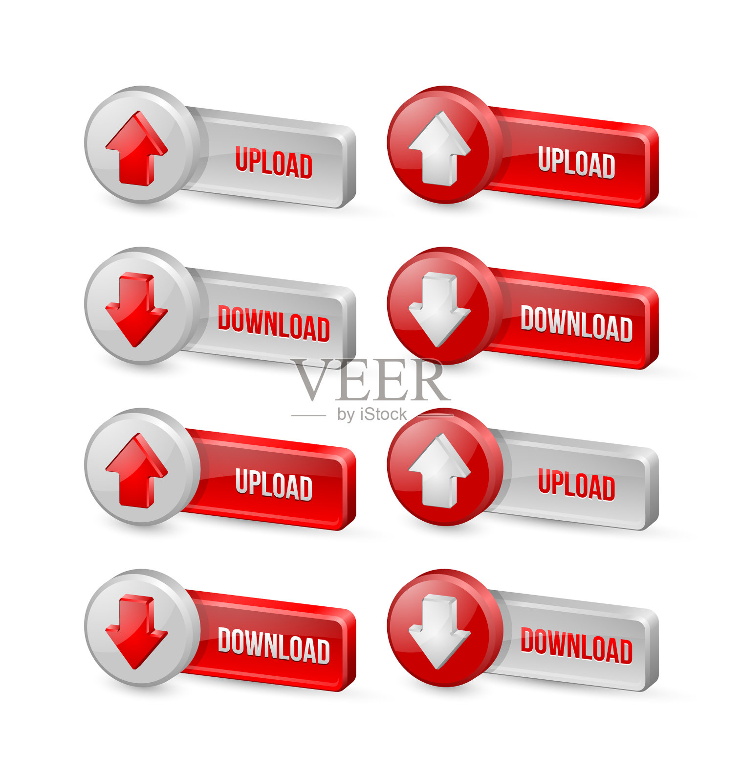 三维下载和上传按钮插画图片素材