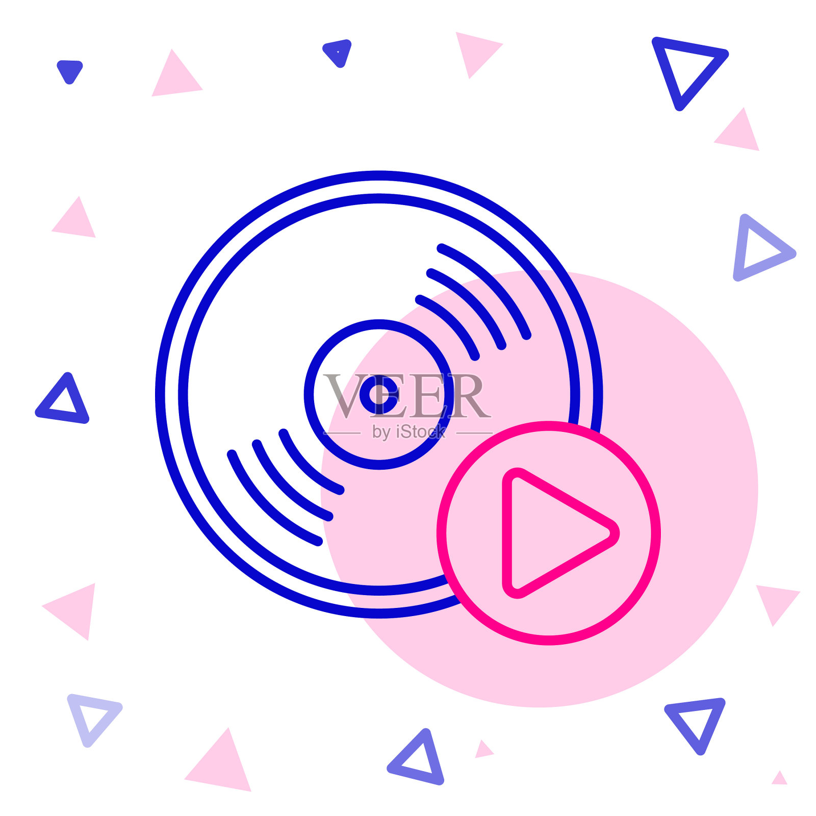 Line vinyl disk icon隔离在白色背景上插画图片素材