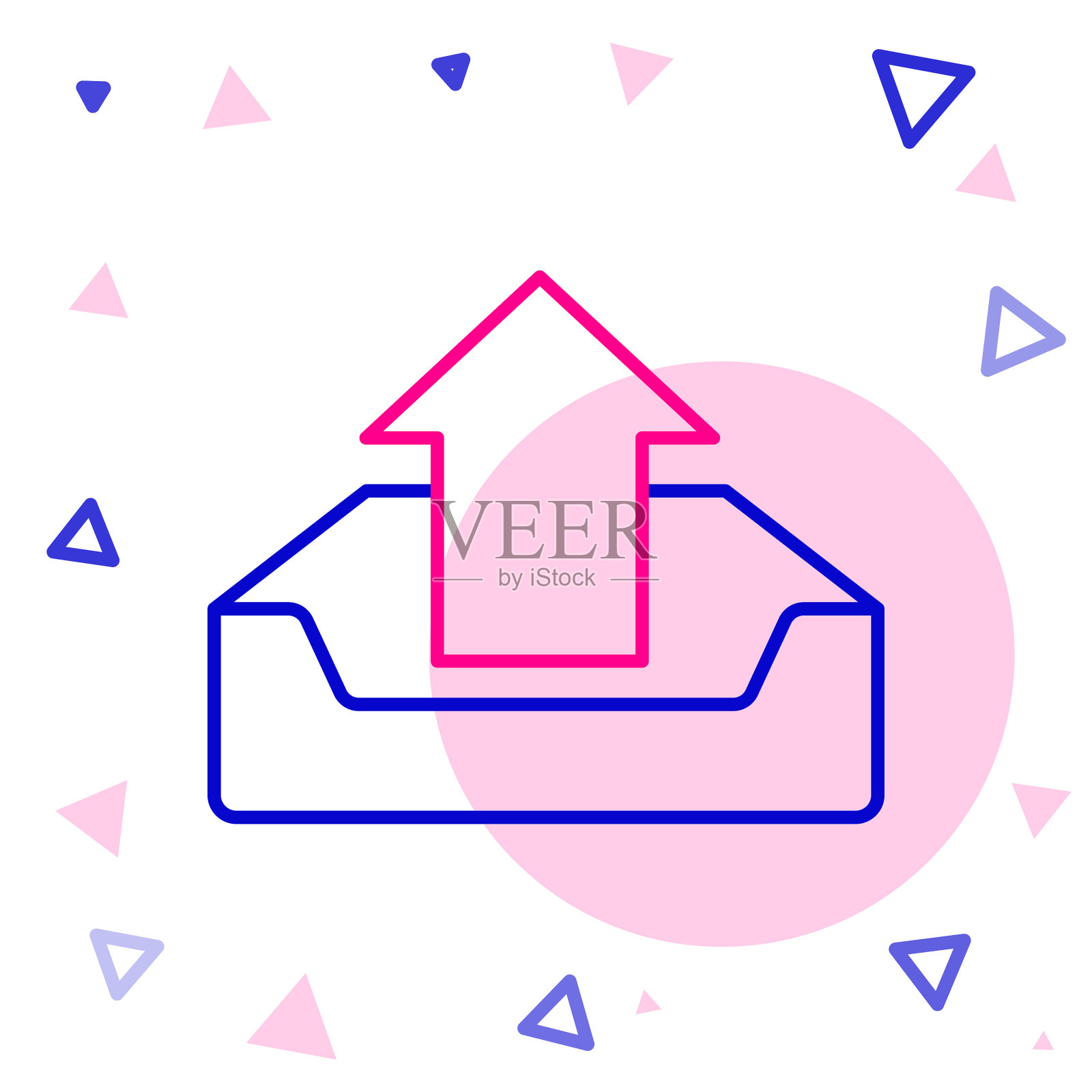 线上上传收件箱图标隔离在白色插画图片素材