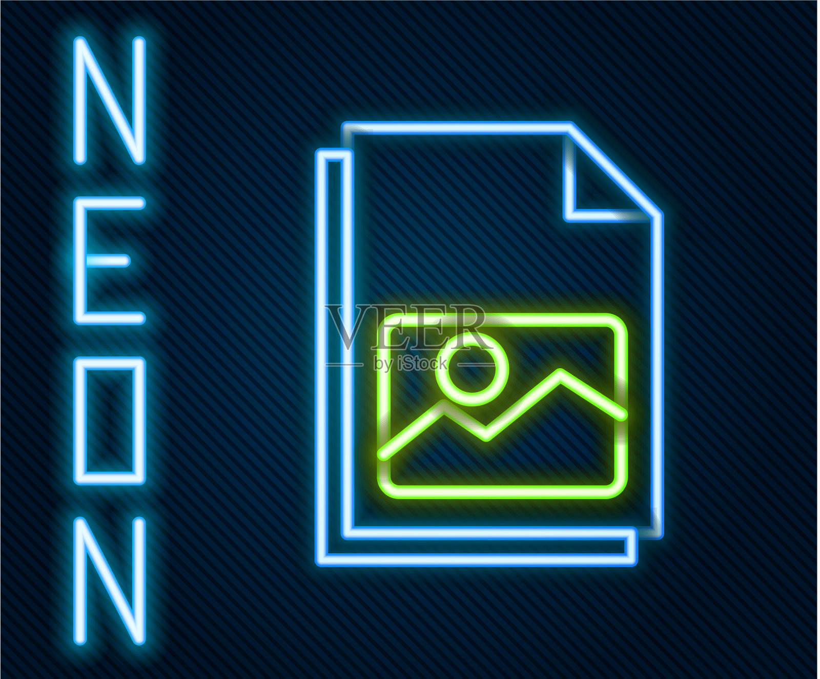 发光的霓虹灯线图片景观图标孤立插画图片素材