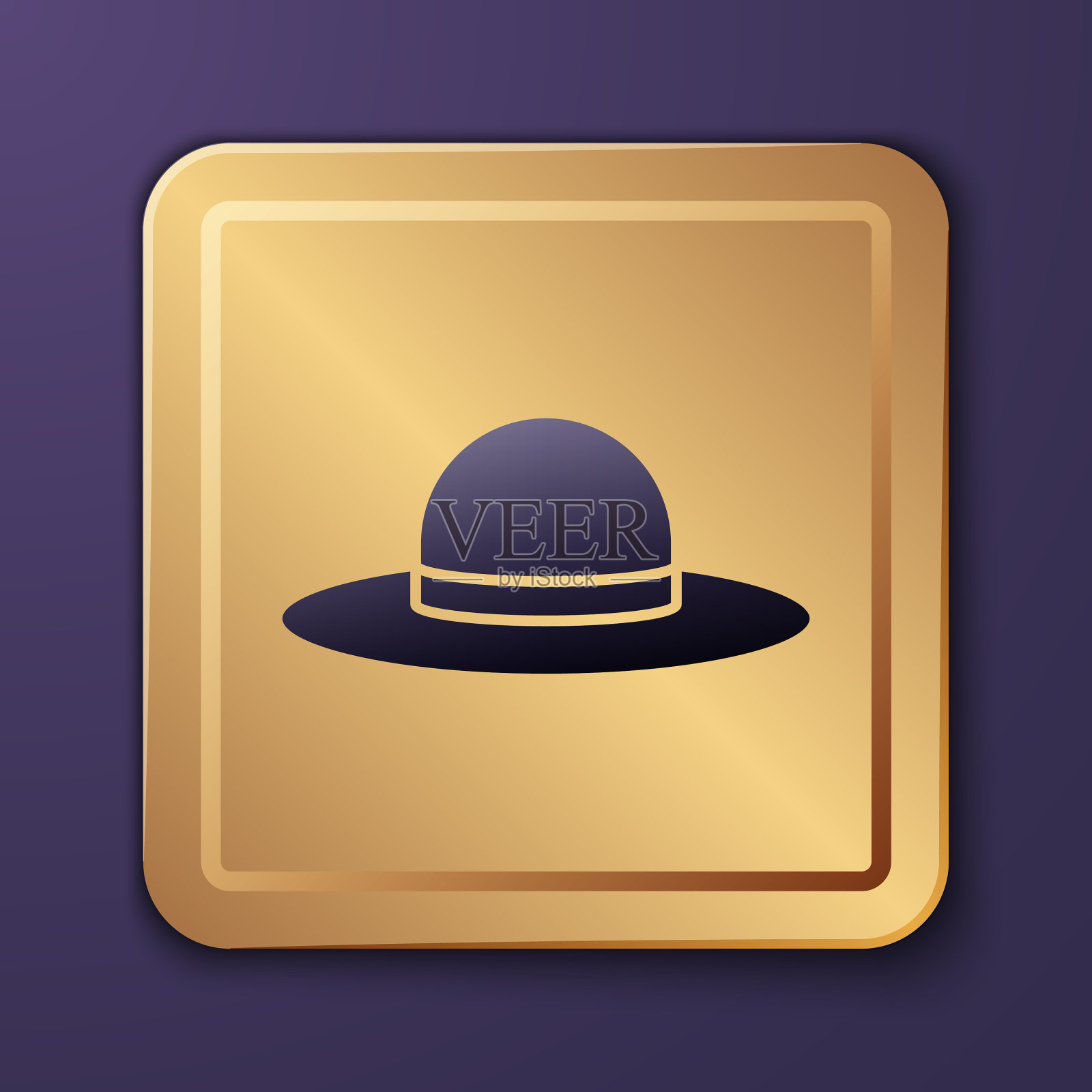 紫色优雅的女性帽子上孤立紫色的图标插画图片素材